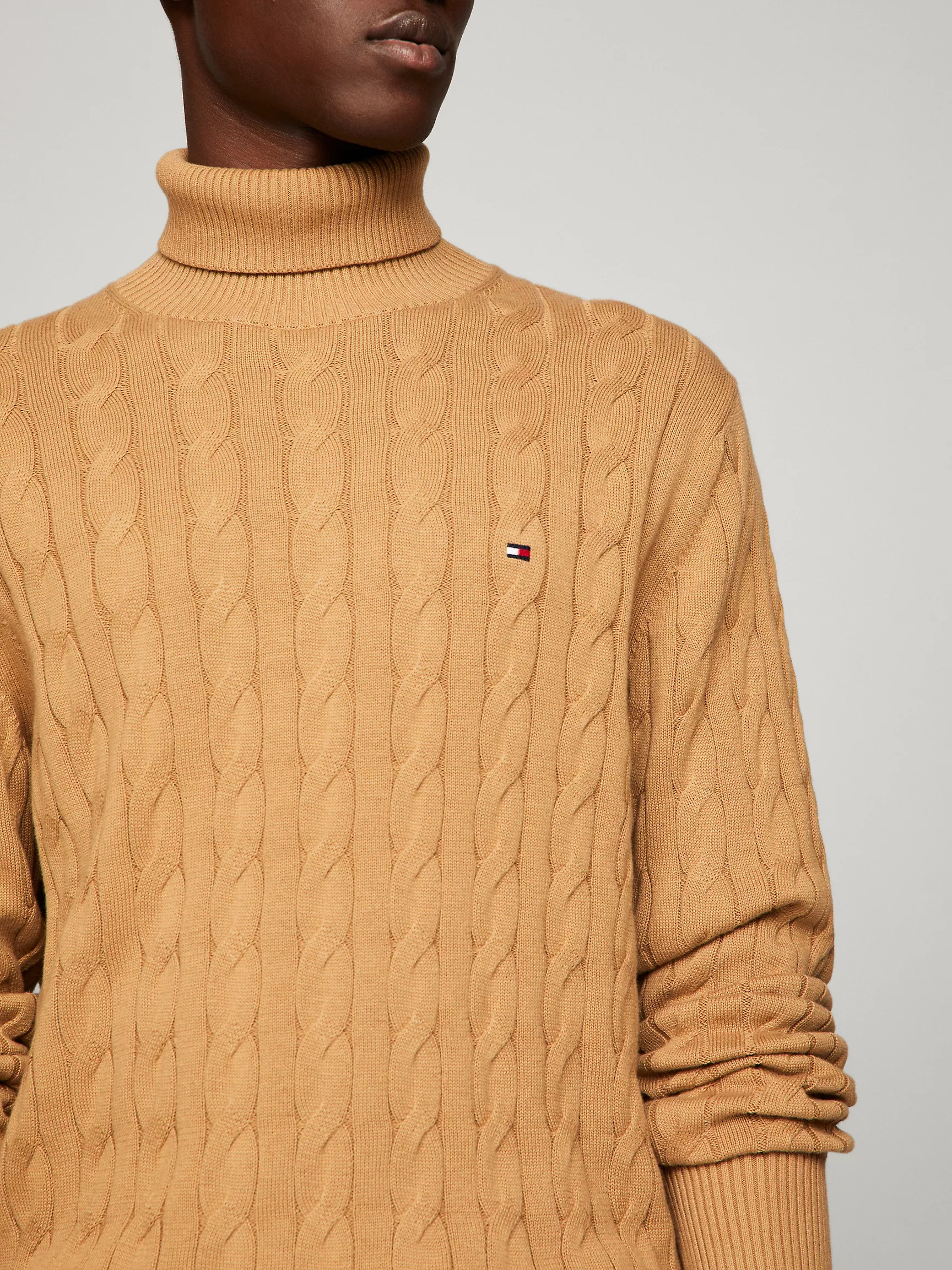 Мужской свитер Tommy Hilfiger, Вязаный свитер с узором "косы" и высоким воротником