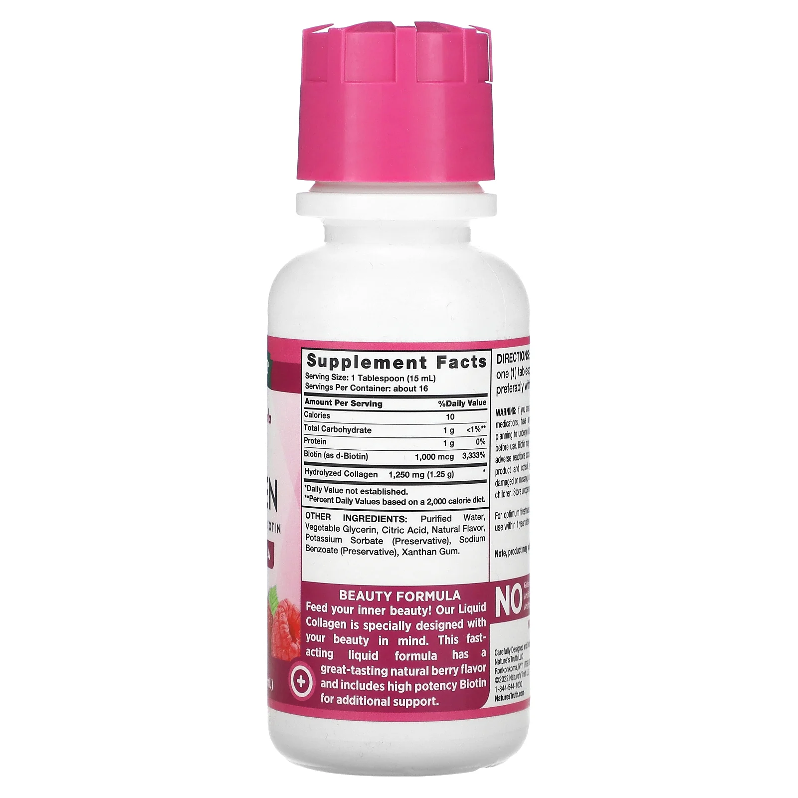 Nature's Truth, Vitamins, жидкий коллаген с аминокислотным белком и биотином, ягоды, 237 мл (8 жидк. Унций)