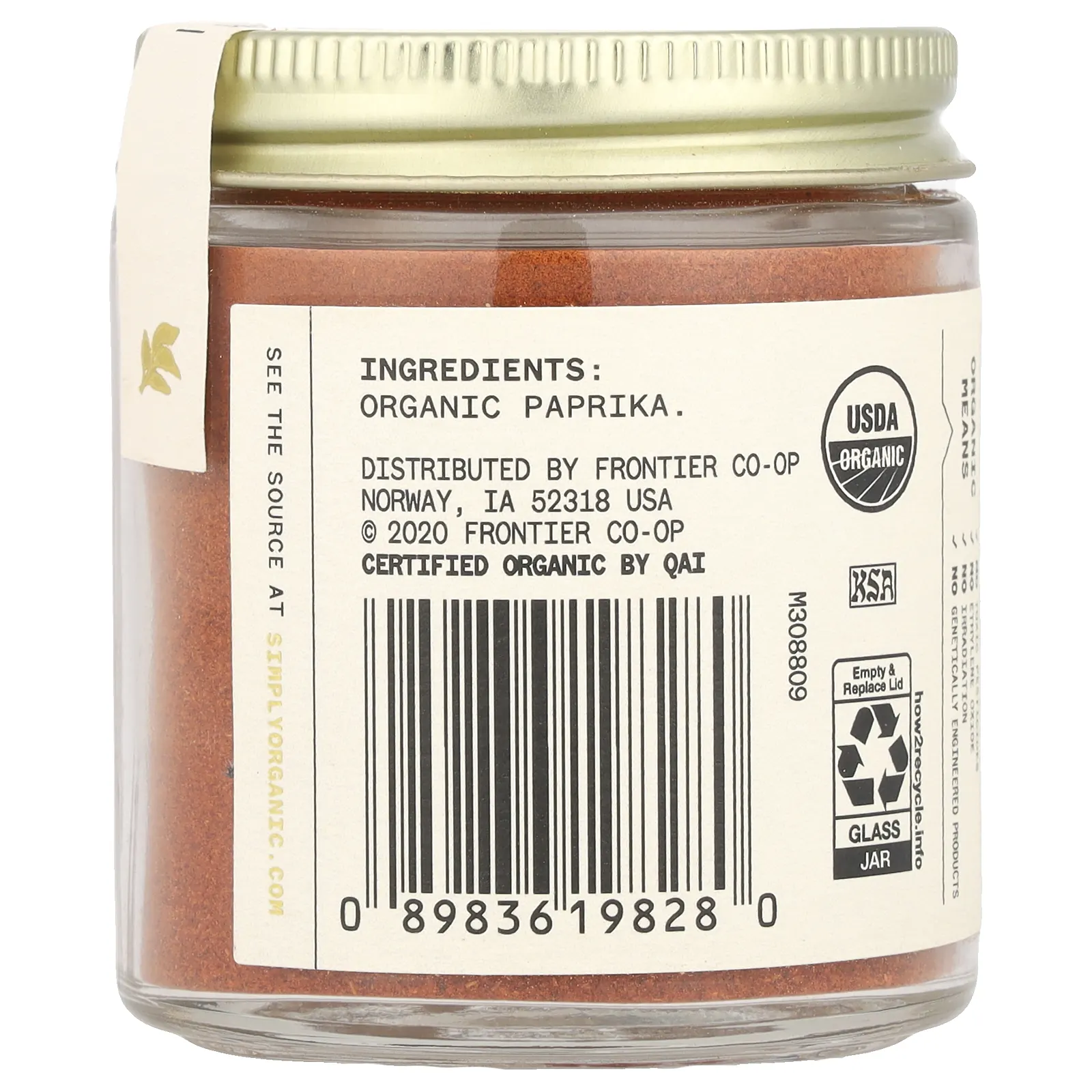 Simply Organic, Single Origin, испанская паприка, 61 г (2,15 унции)