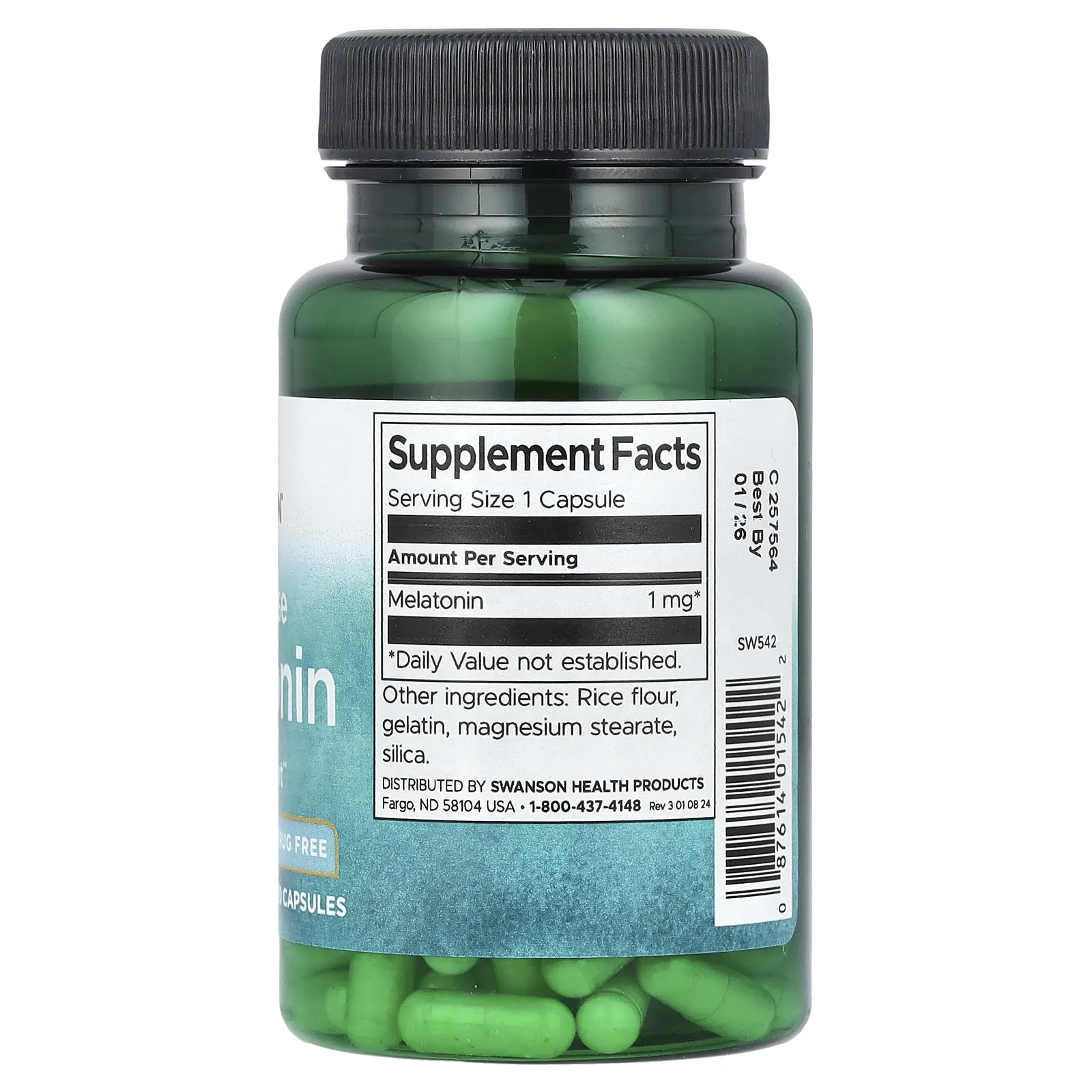 Swanson, Мелатонин, 1 мг, 120 капсул