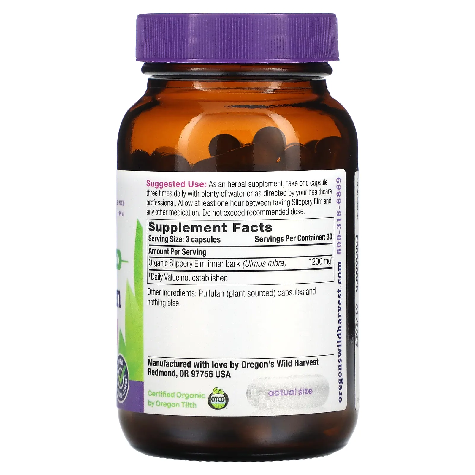 Oregon's Wild Harvest, Вяз скользкий, 90 капсул