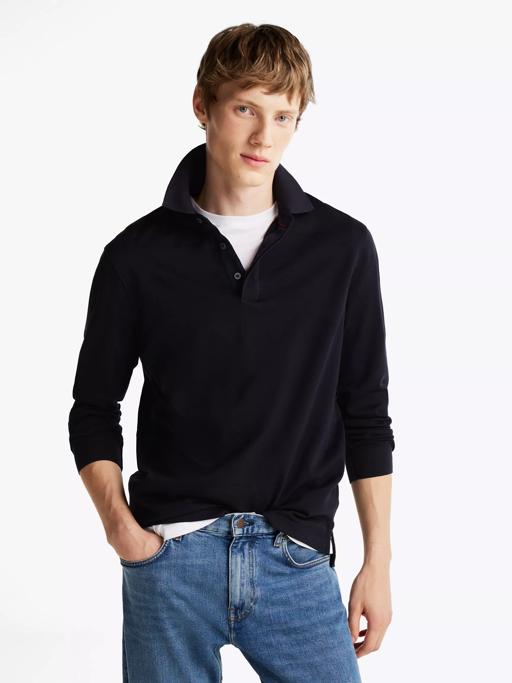 Мужское поло Tommy Hilfiger, Поло с длинными рукавами стандартного кроя