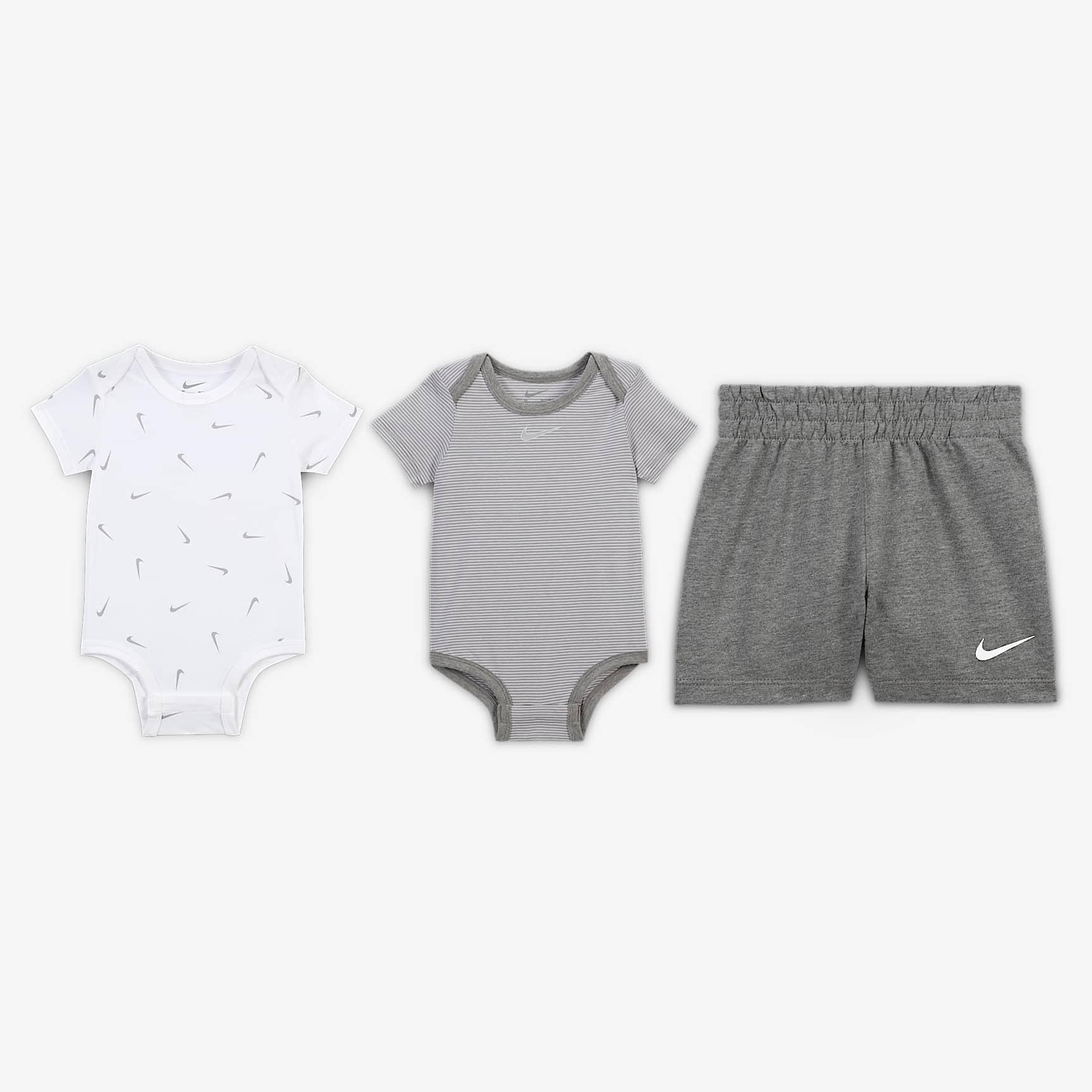 Nike Essentials Baby (0-9M) 3-Piece Striped Swooshfetti Set