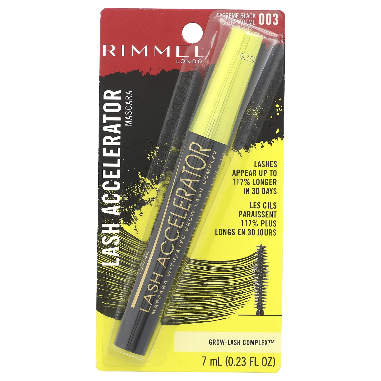 Rimmel London, Lash Accelerator, тушь для ресниц, оттенок 003 насыщенный черный, 7 мл (0,23 жидк. унции)