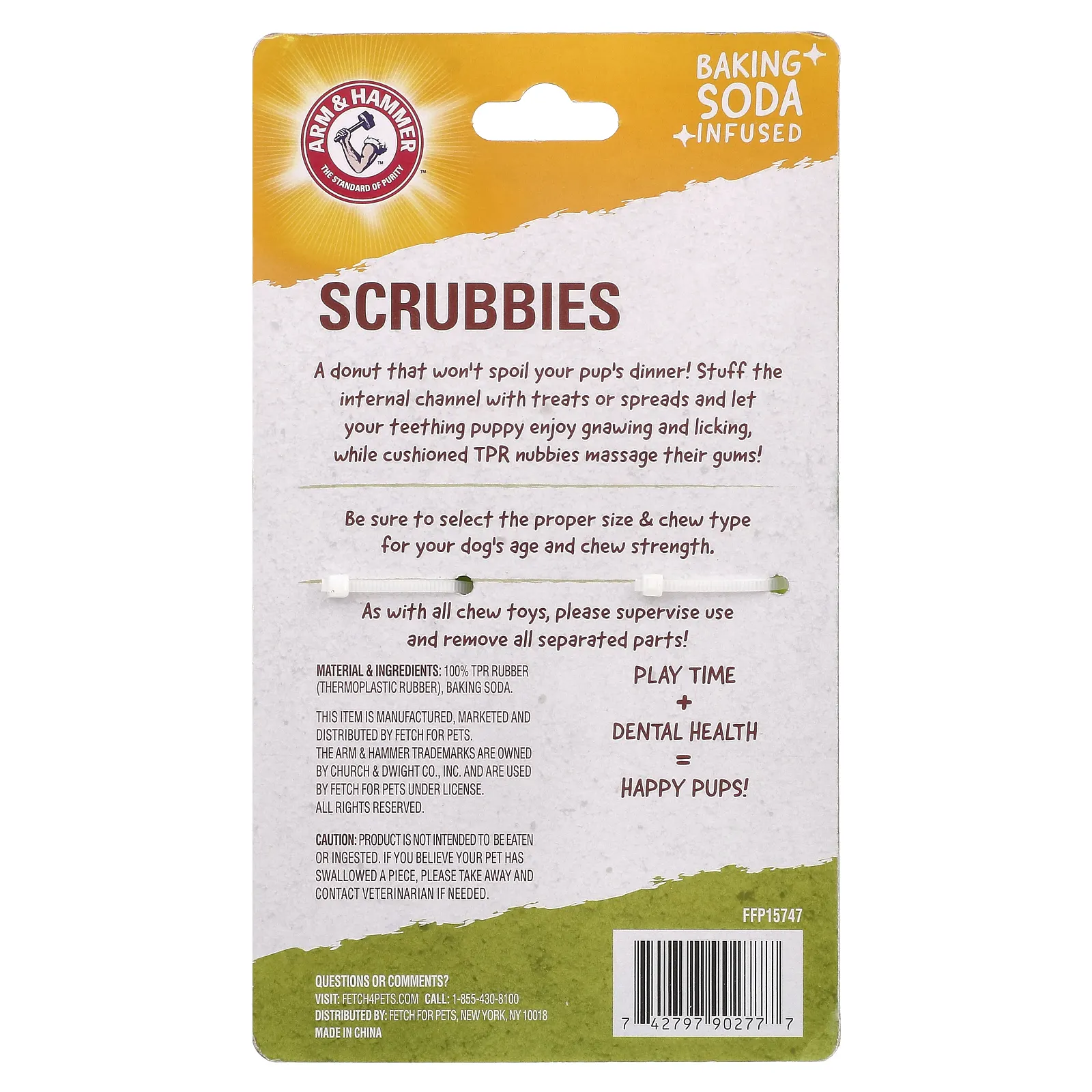 Arm & Hammer, Scrubbies, стоматологическая игрушка для щенков, кольцо, 1 игрушка