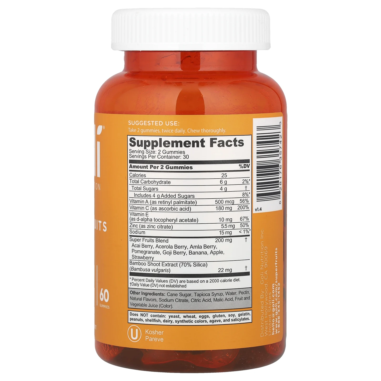 Goli Nutrition, Суперфруктовые жевательные мармеладки, фруктовое ассорти, 60 шт.