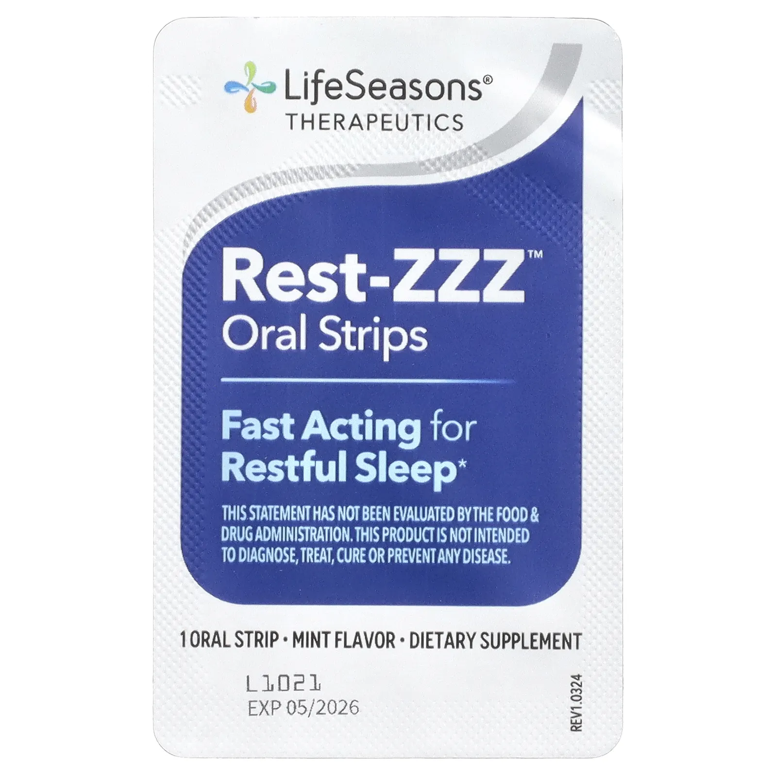 LifeSeasons, Therapy, Rest-ZZZ ™, полоски для рта, мята, 30 полосок