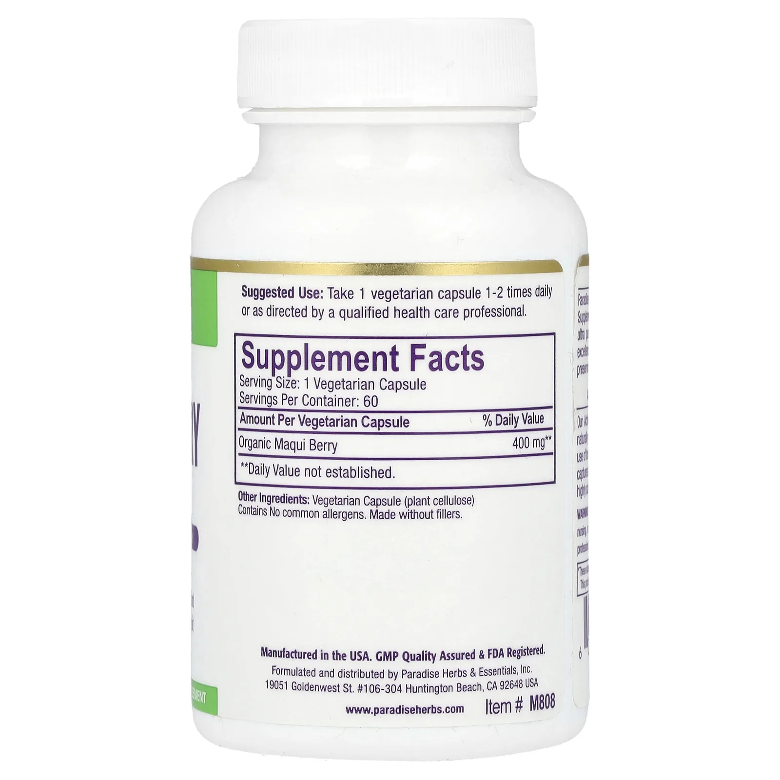 Paradise Herbs, Organics, ягоды маки, 60 растительных капсул