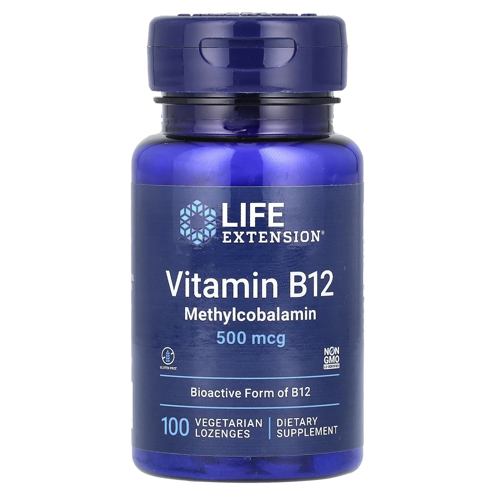 Life Extension, витамин B12, 500 мкг, 100 вегетарианских пастилок