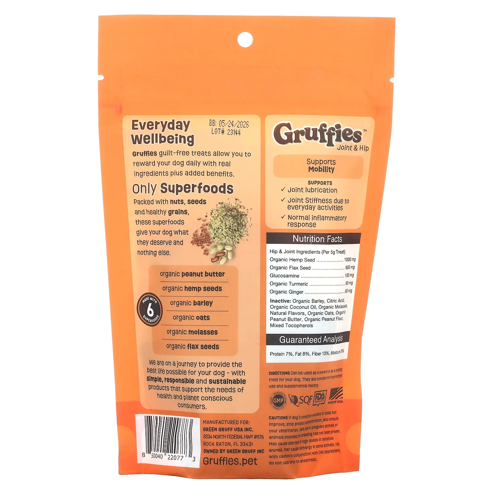 Green Gruff, Gruffies Joint & Hip, лакомства для собак с арахисовым маслом, 170 г (6 унций)