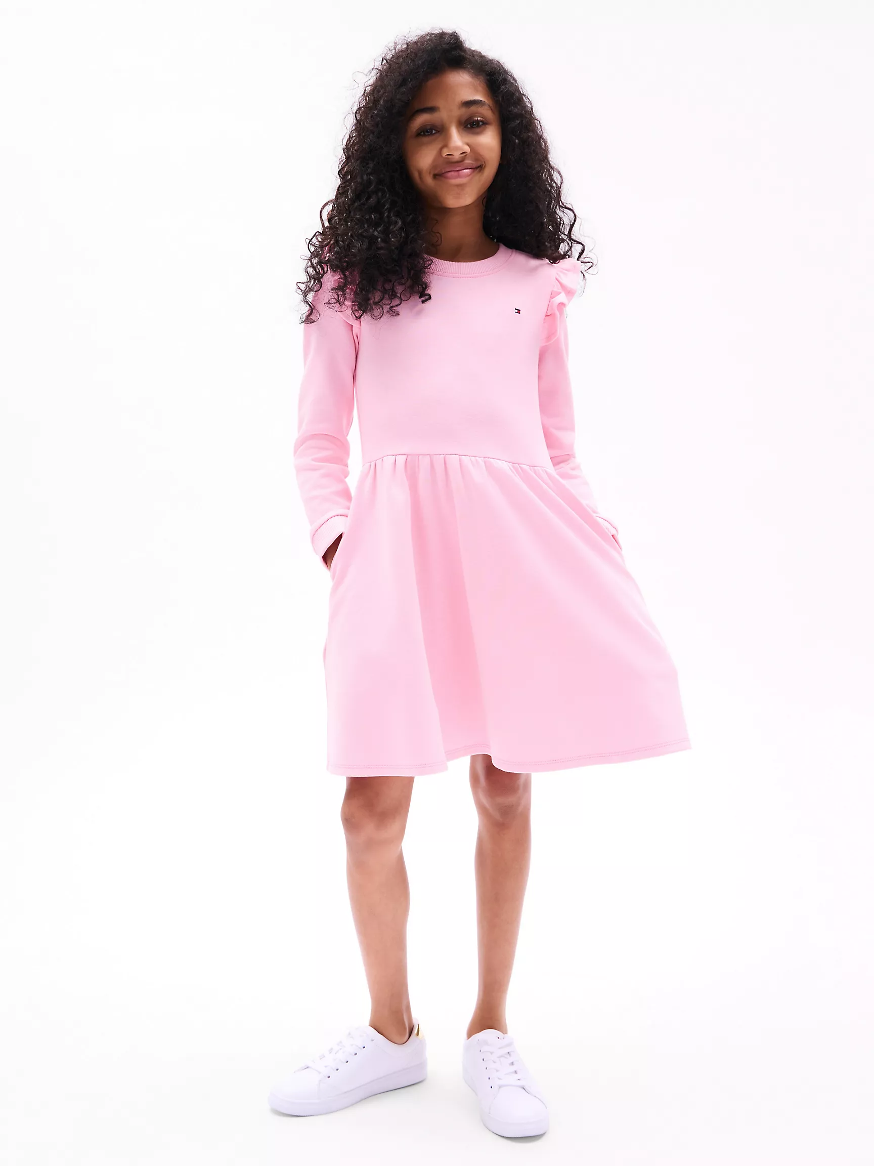 Платье для девочек Tommy Hilfiger, Детское платье Punto с длинным рукавом и рюшами