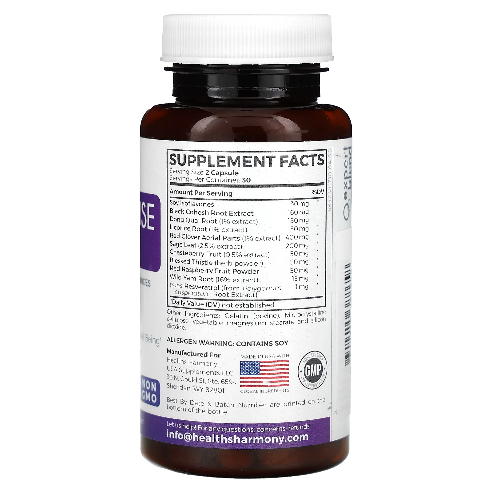 Healths Harmony, средство для поддержки в период менопаузы, 60 капсул