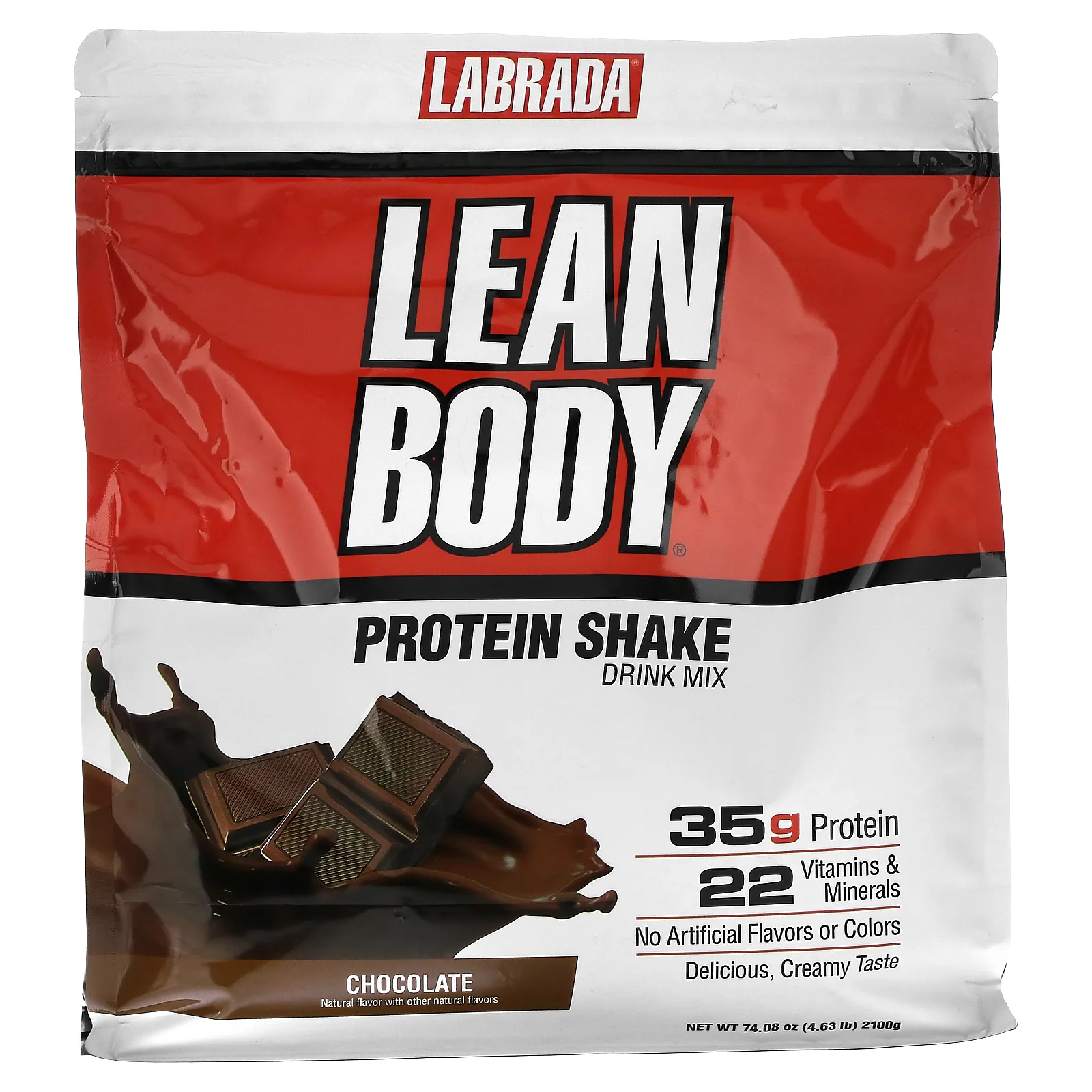 Labrada Nutrition, Lean Body, протеиновый коктейль, заменитель пищи, со вкусом шоколада, 2100 г (4,63 фунта)