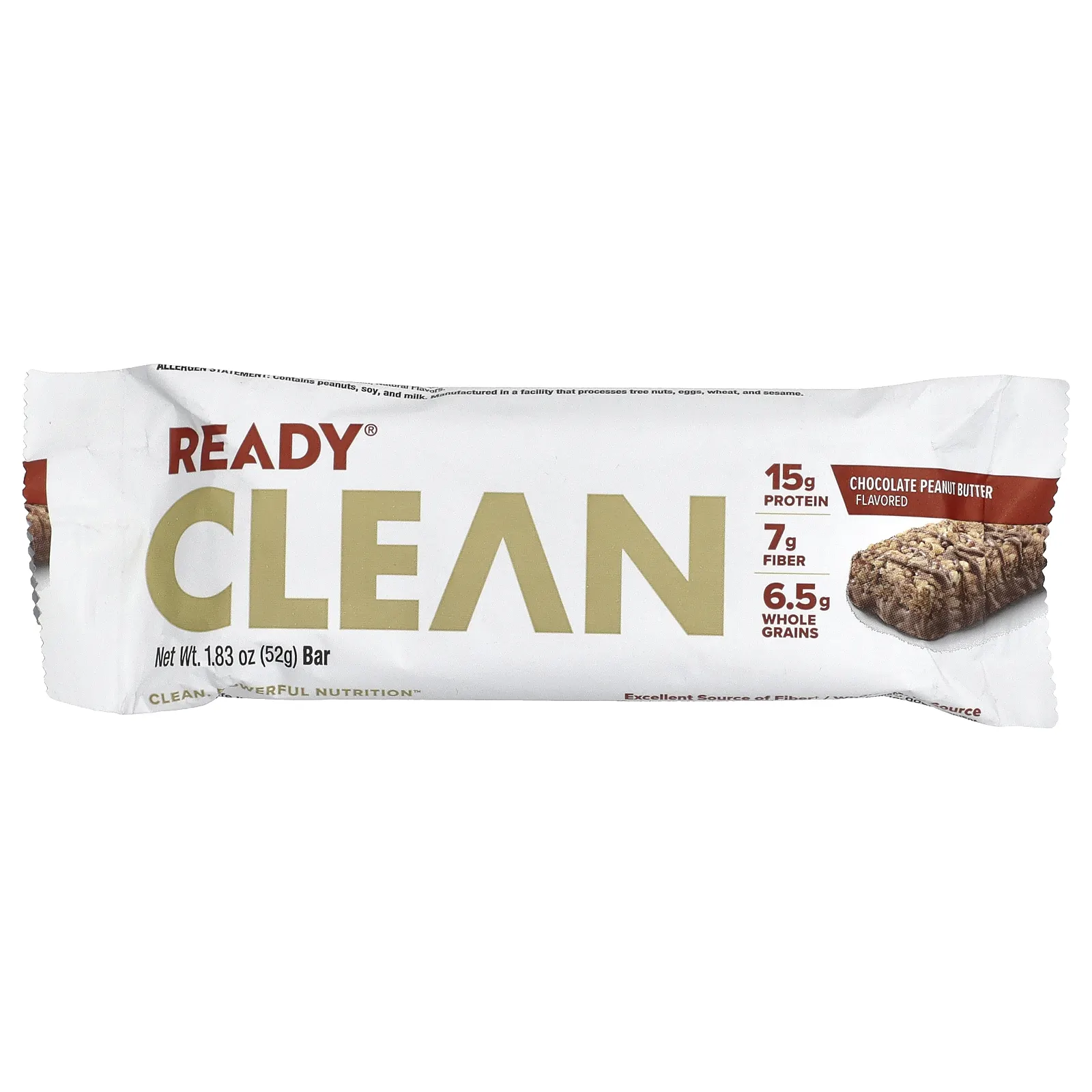 Ready, Clean Protein Bar, шоколадно-арахисовая паста, 12 батончиков, 52 г (1,83 унции)