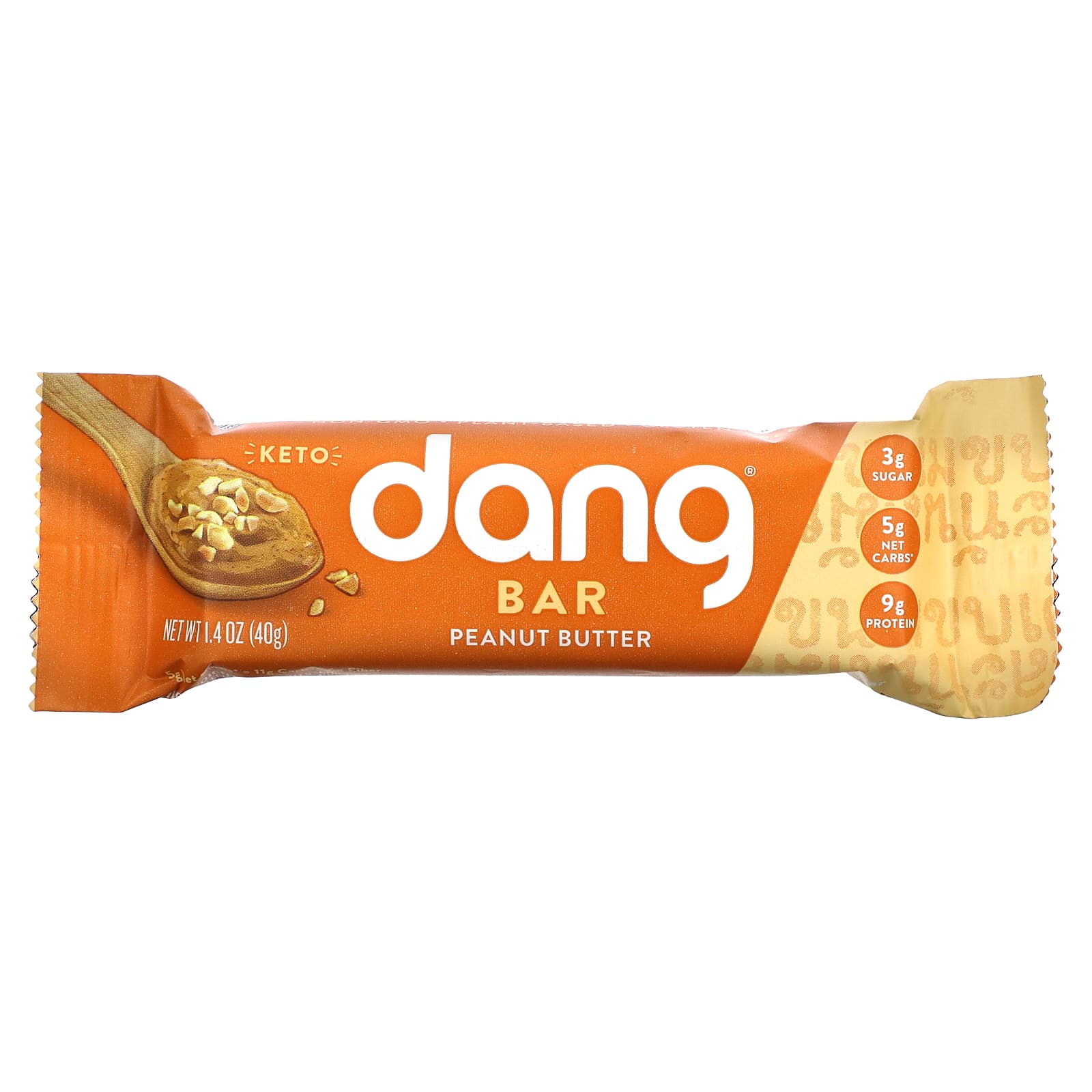 Dang Foods, Keto Bar, Арахисовое масло, 12 батончиков по 1,4 унции (40 г) каждый