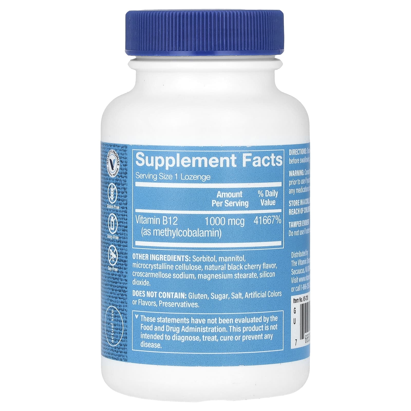 The Vitamin Shoppe, B12, черная вишня, 1000 мкг, 120 пастилок