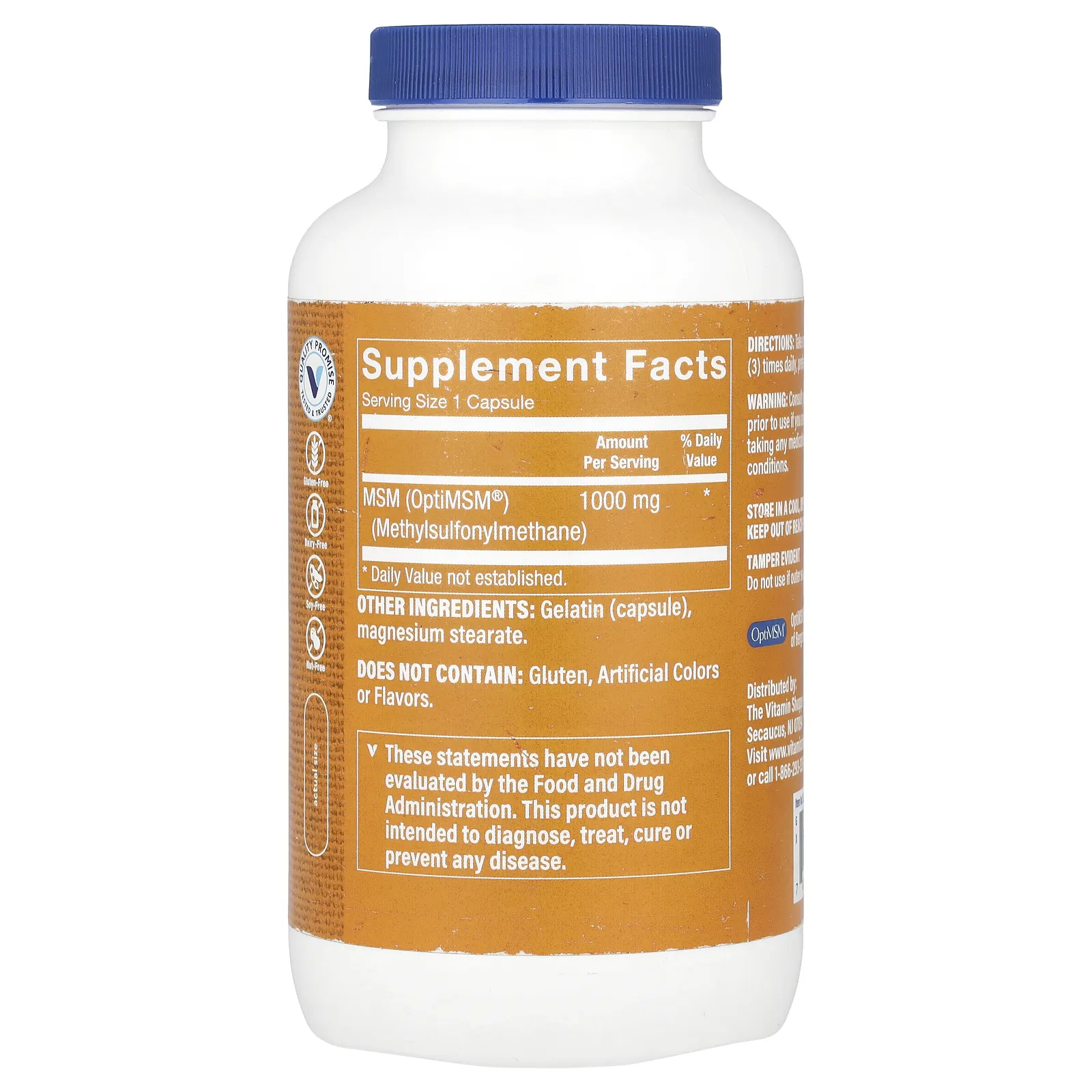 The Vitamin Shoppe, МСМ с OptiMSM®, 1000 мг, 240 капсул