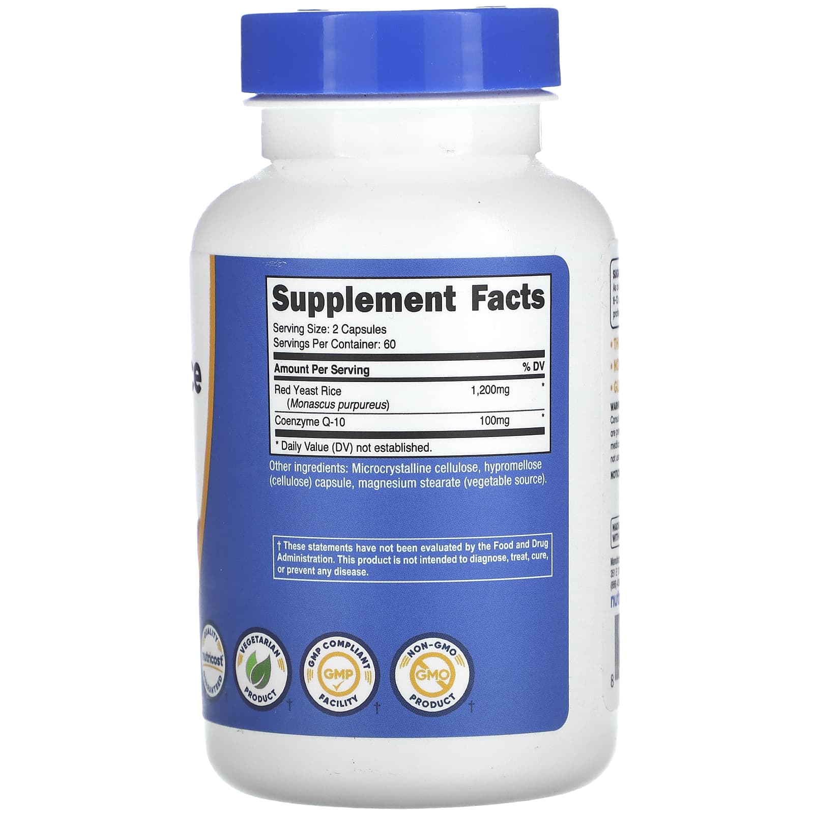 Nutricost, красный ферментированный рис с коэнзимом Q10, 1300 мг, 120 капсул (650 мг в 1 капсуле)