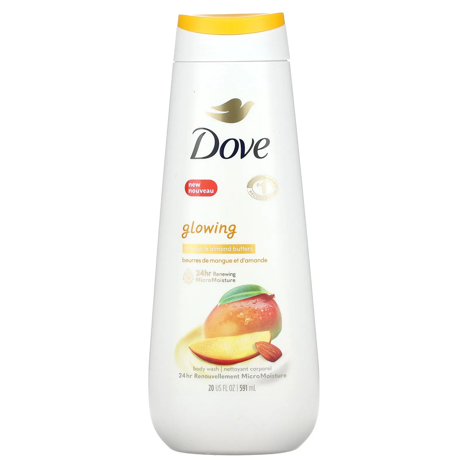 Dove, Glowing, гель для душа, масло манго и миндаля, 591 мл (20 жидк. Унций)