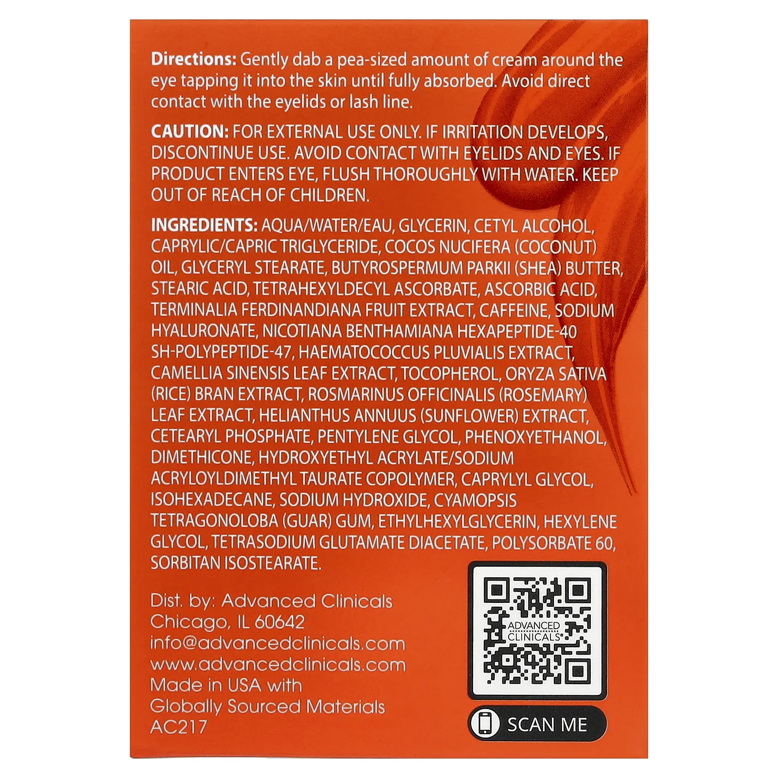 Advanced Clinicals, осветляющий крем для области вокруг глаз с витамином C и кофеином, 30 мл (1 жидк. унция)