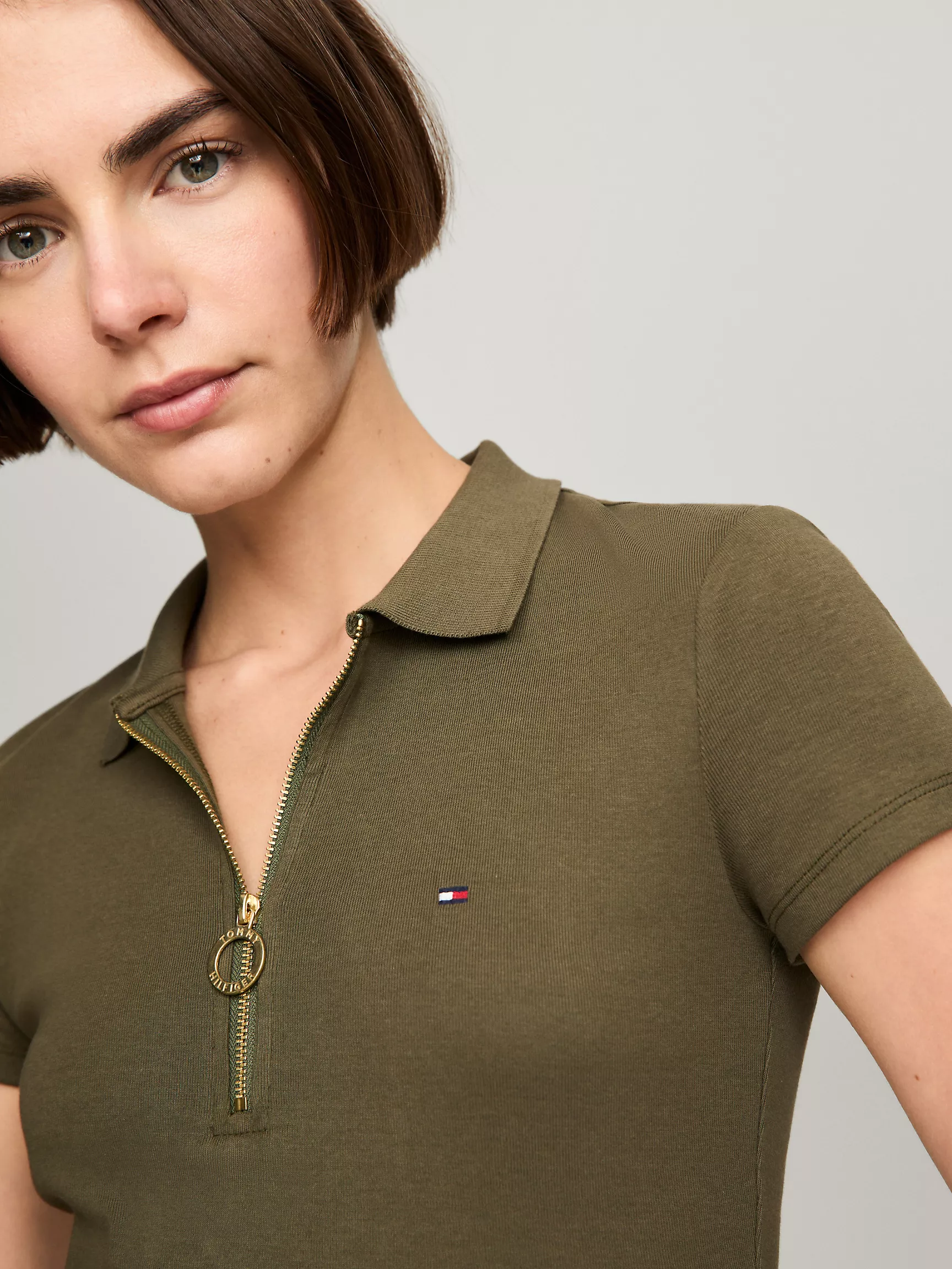 Женское поло Tommy Hilfiger, Приталенное поло на молнии