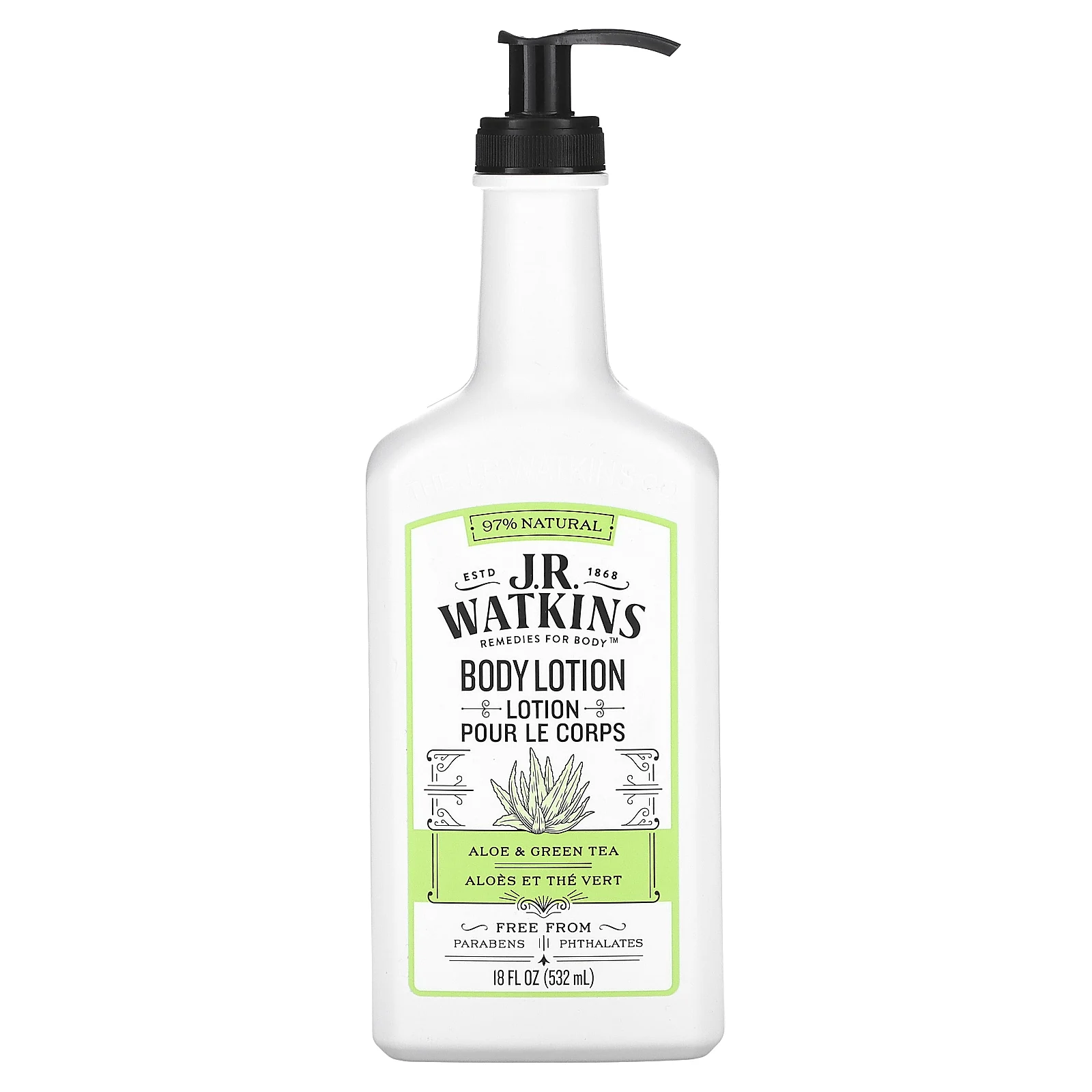 J R Watkins, Лосьон для тела, алоэ и зеленый чай, 532 мл (18 жидк. Унций)
