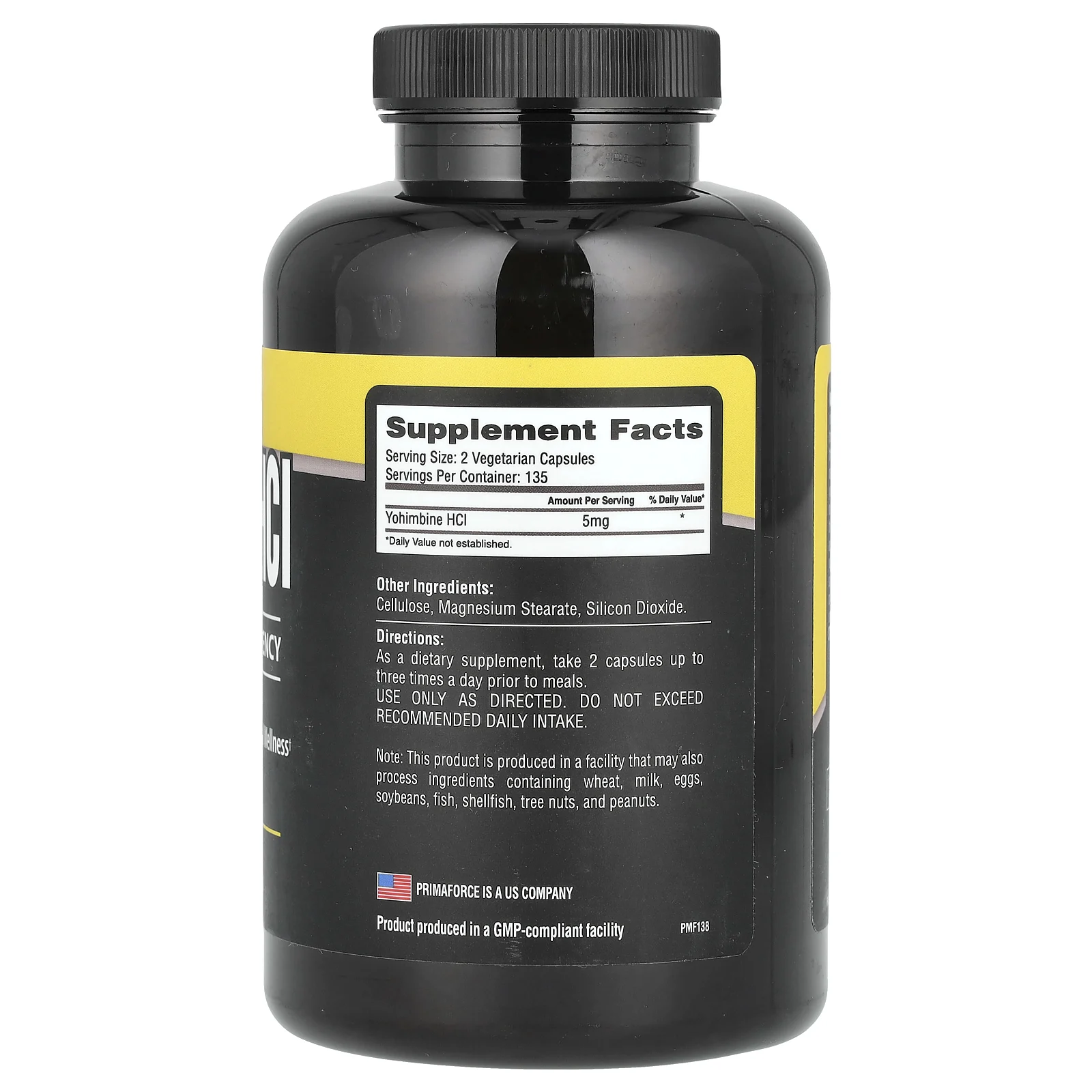 Primaforce, Йохимбин гидрохлорид, 2,5 мг, 270 вегетарианских капсул (1,25 мг в 1 капсуле)