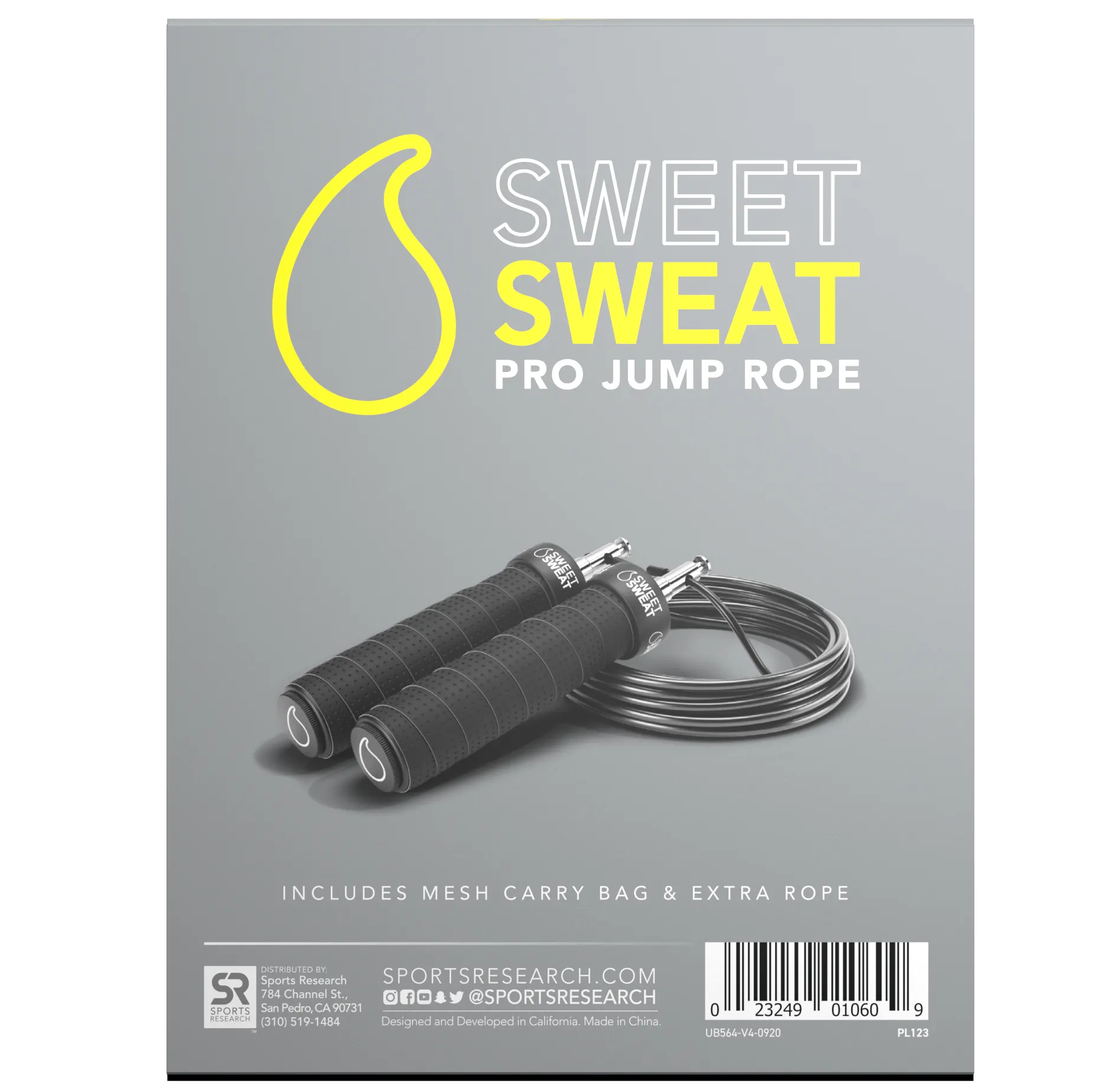 Sports Research, Sweet Sweat Pro, скакалка , черная, 1 штука