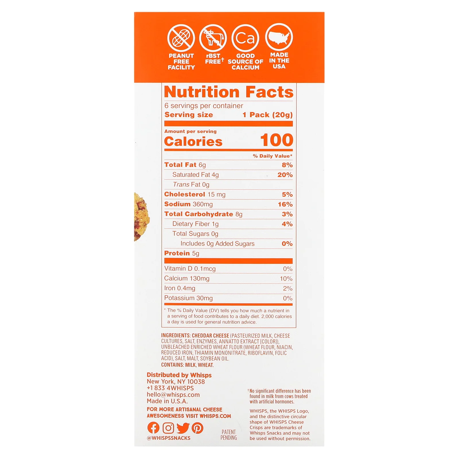 Whisps Cheese & Pretezel Bites, чеддер, 6 пакетиков по 20 г (0,70 унции)