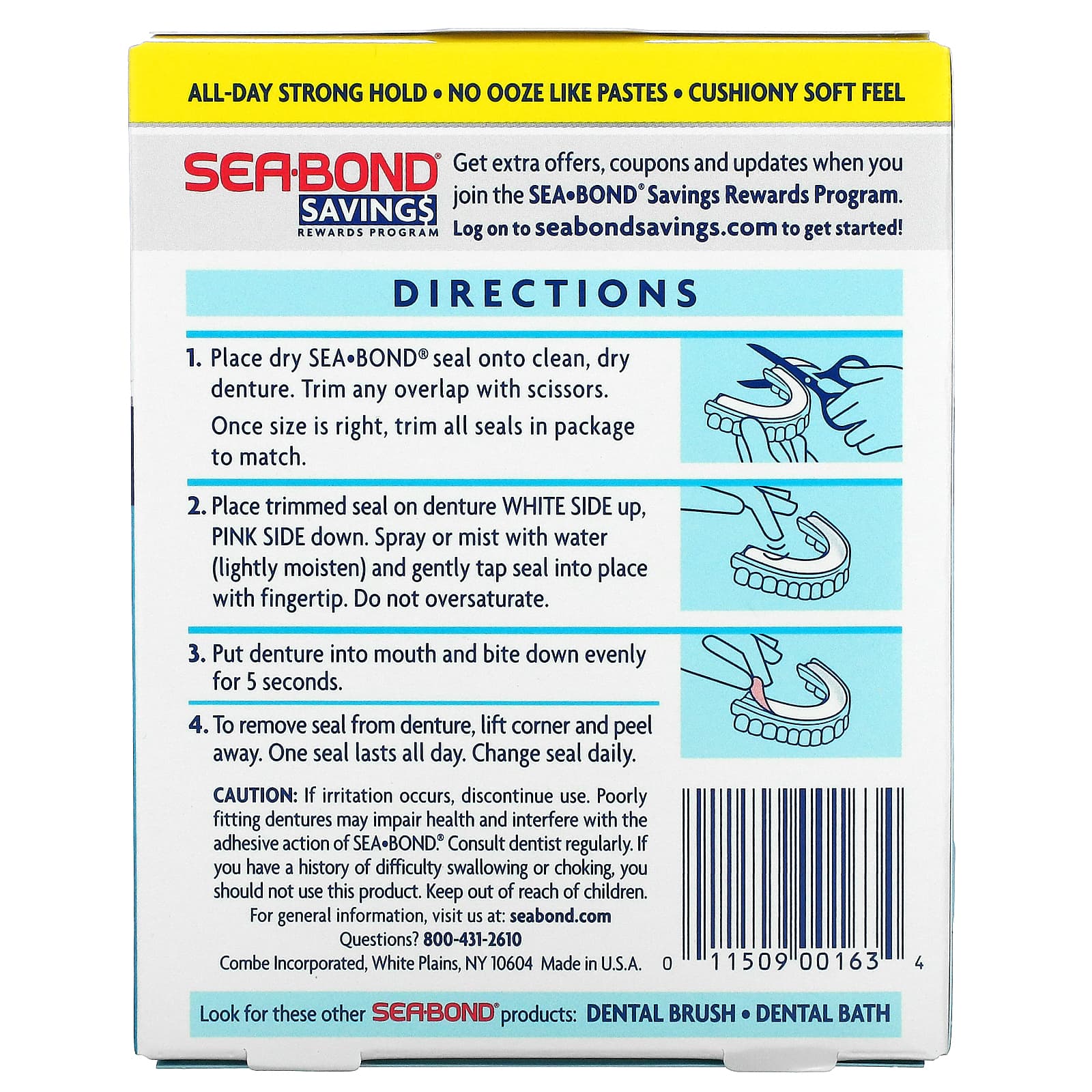 SeaBond, Адгезивные пломбы для протезов, оригинальные, 15 шт.