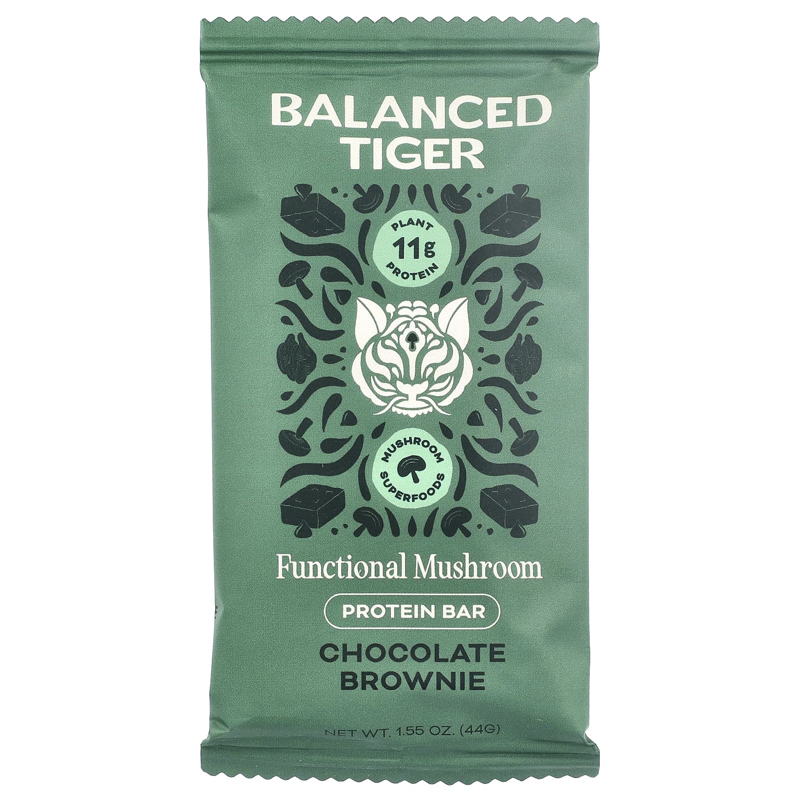 Balanced Tiger, протеиновый батончик, шоколадный брауни, 12 шт. по 44 г (1,55 унции)
