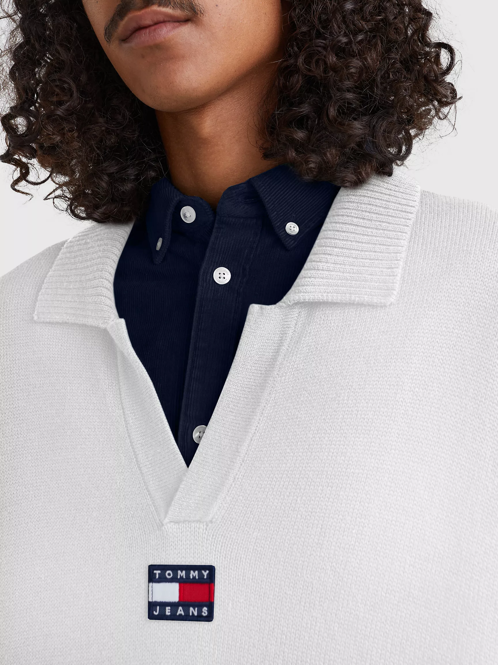 Мужской свитер Tommy Hilfiger, Вязаное поло с длинными рукавами в стиле Skater