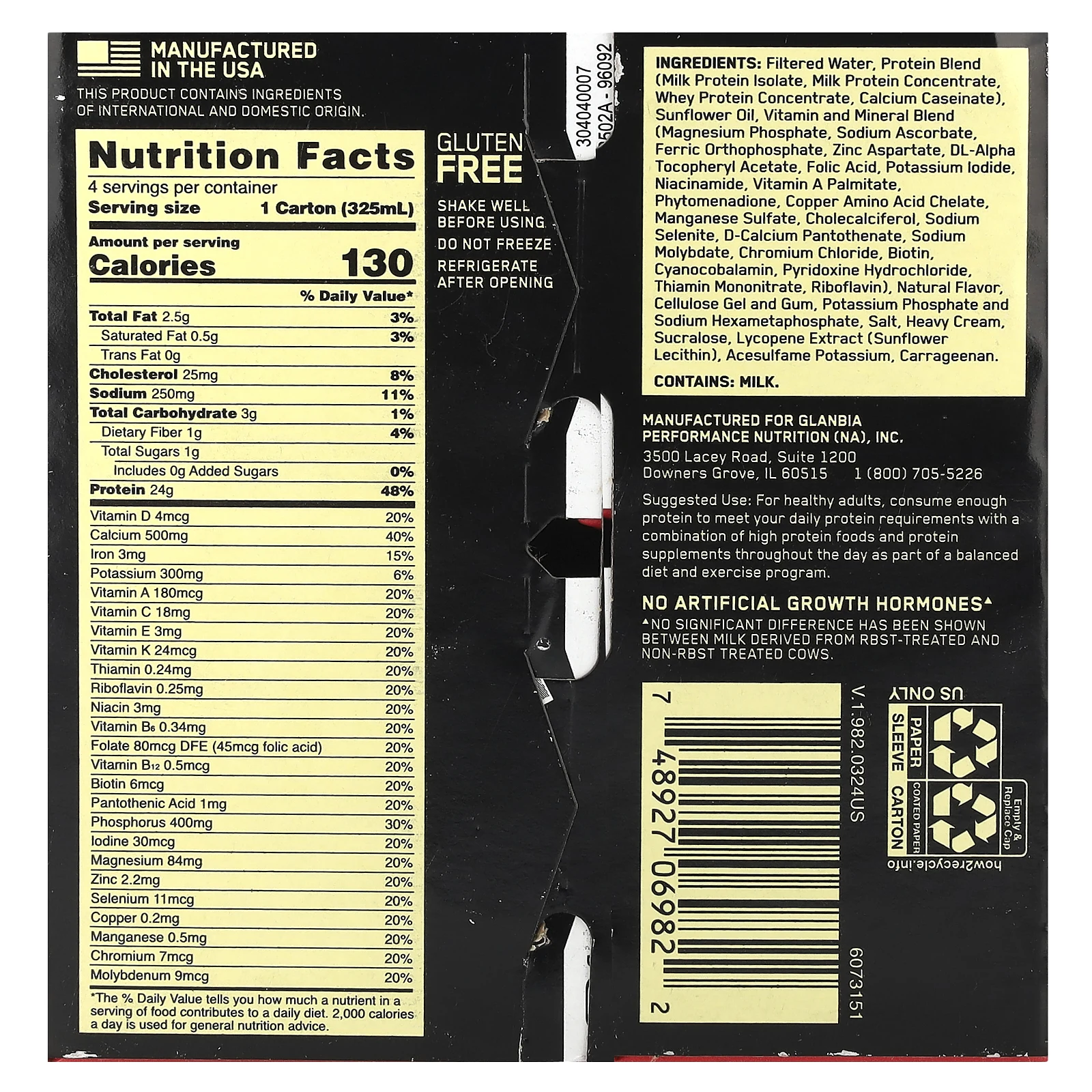 Optimum Nutrition, Протеиновый коктейль Gold Standard®, клубника, 4 коробки по 325 мл (11 жидк. Унций)