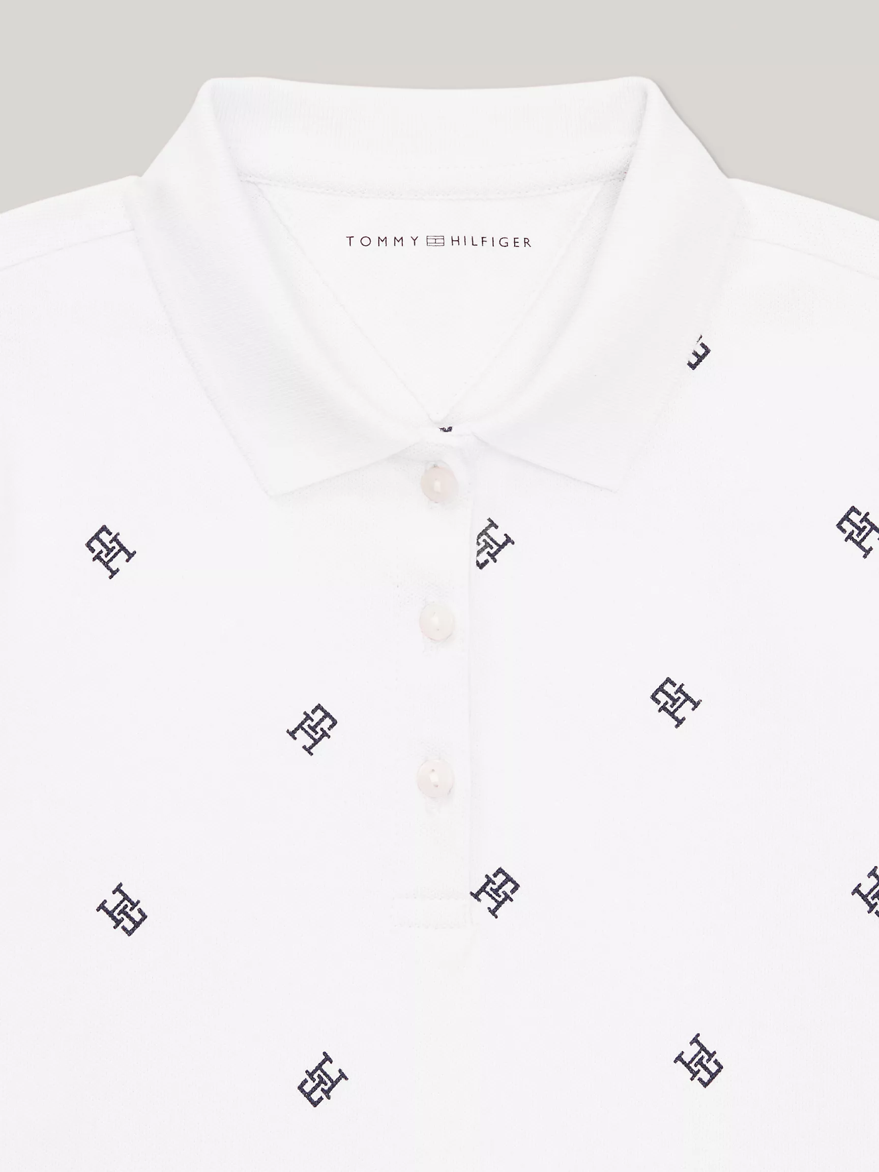 Рубашка-поло для девочек Tommy Hilfiger, Детское поло с монограммным узором TH по всей поверхности