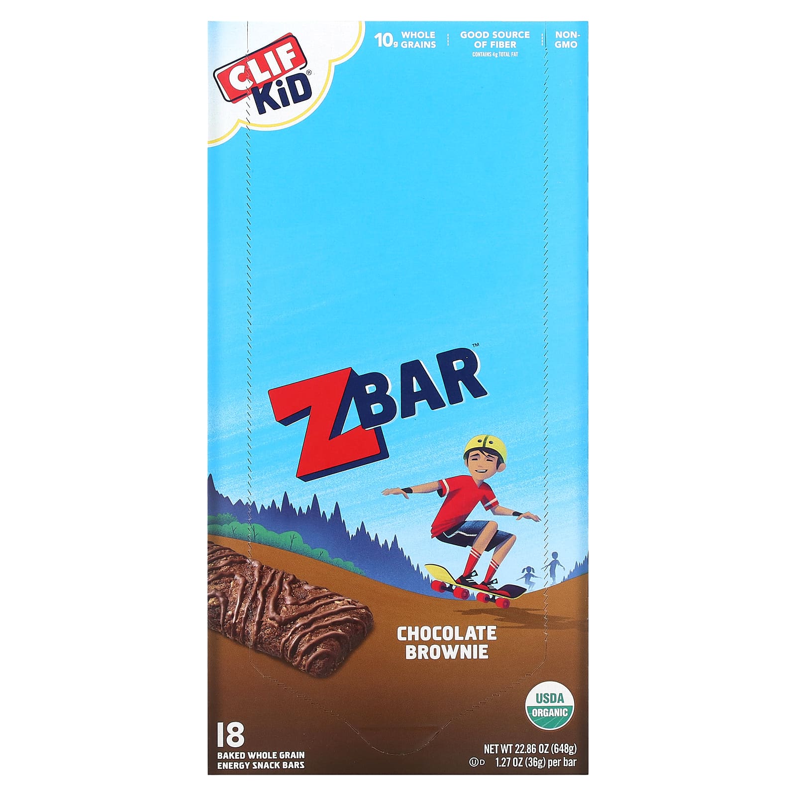 Clif Bar, Clif Kid, Z Bar, органические батончики, со вкусом шоколадного брауни, 18 батончиков, 36 г (1,27 унции) каждый
