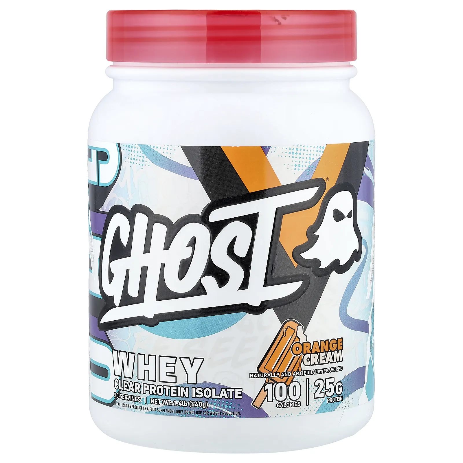 Ghost, Whey, чистый изолят протеина, со вкусом апельсинового крема, 640 г (1,4 фунта)