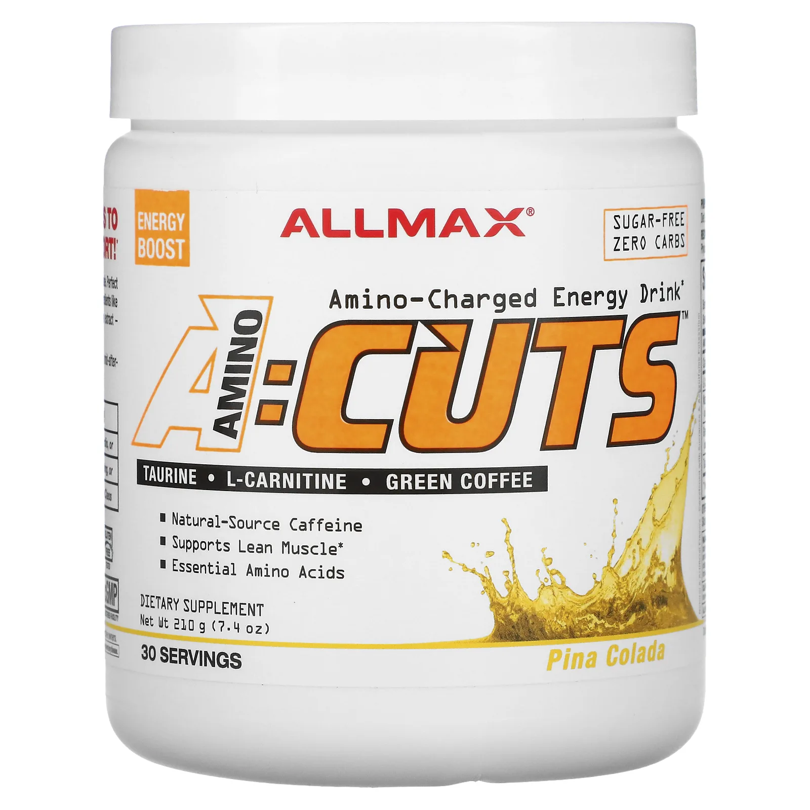 ALLMAX, ACUTS, энергетический напиток с аминокислотами, пина колада, 210 г (7,4 унции)