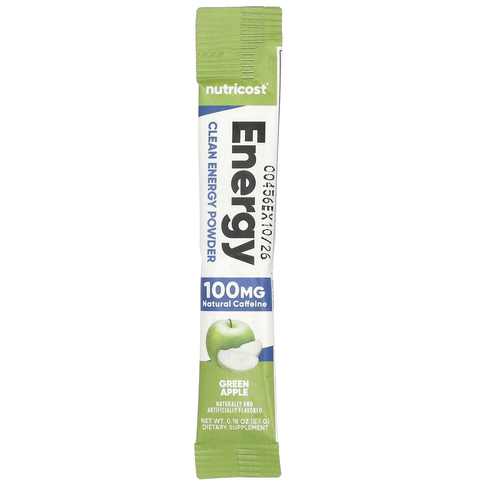 Nutricost, Energy, Clean Energy в порошке, зеленое яблоко, 20 пакетиков по 5 г (0,18 унции)
