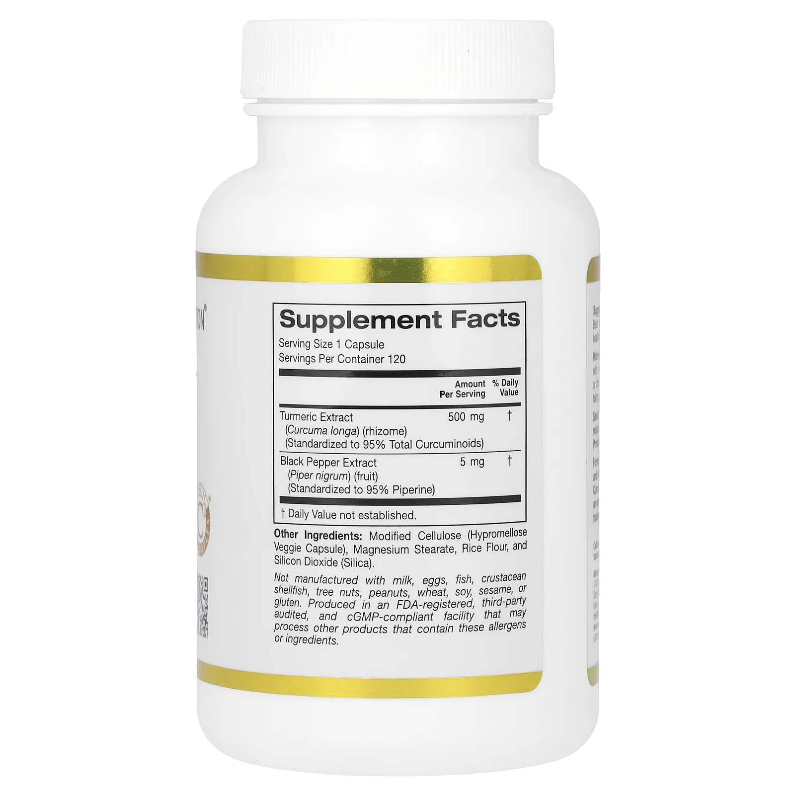 California Gold Nutrition, Curcumin C3 Complex с экстрактом BioPerine, 500 мг, 120 растительных капсул