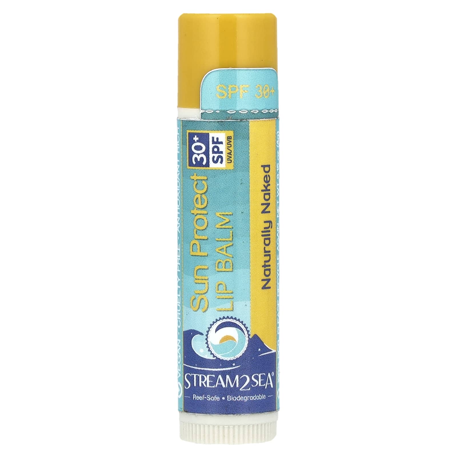 Stream2Sea, Бальзам для губ Sun Protect, SPF 30+, Naturally Naked, 4 г (0,15 унции)