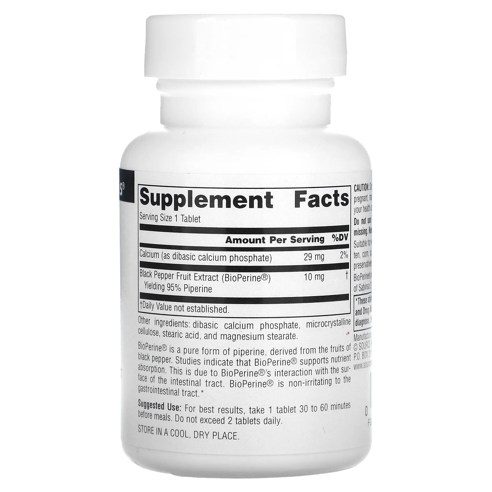 Source Naturals, BioPerine, 10 мг, 120 таблеток