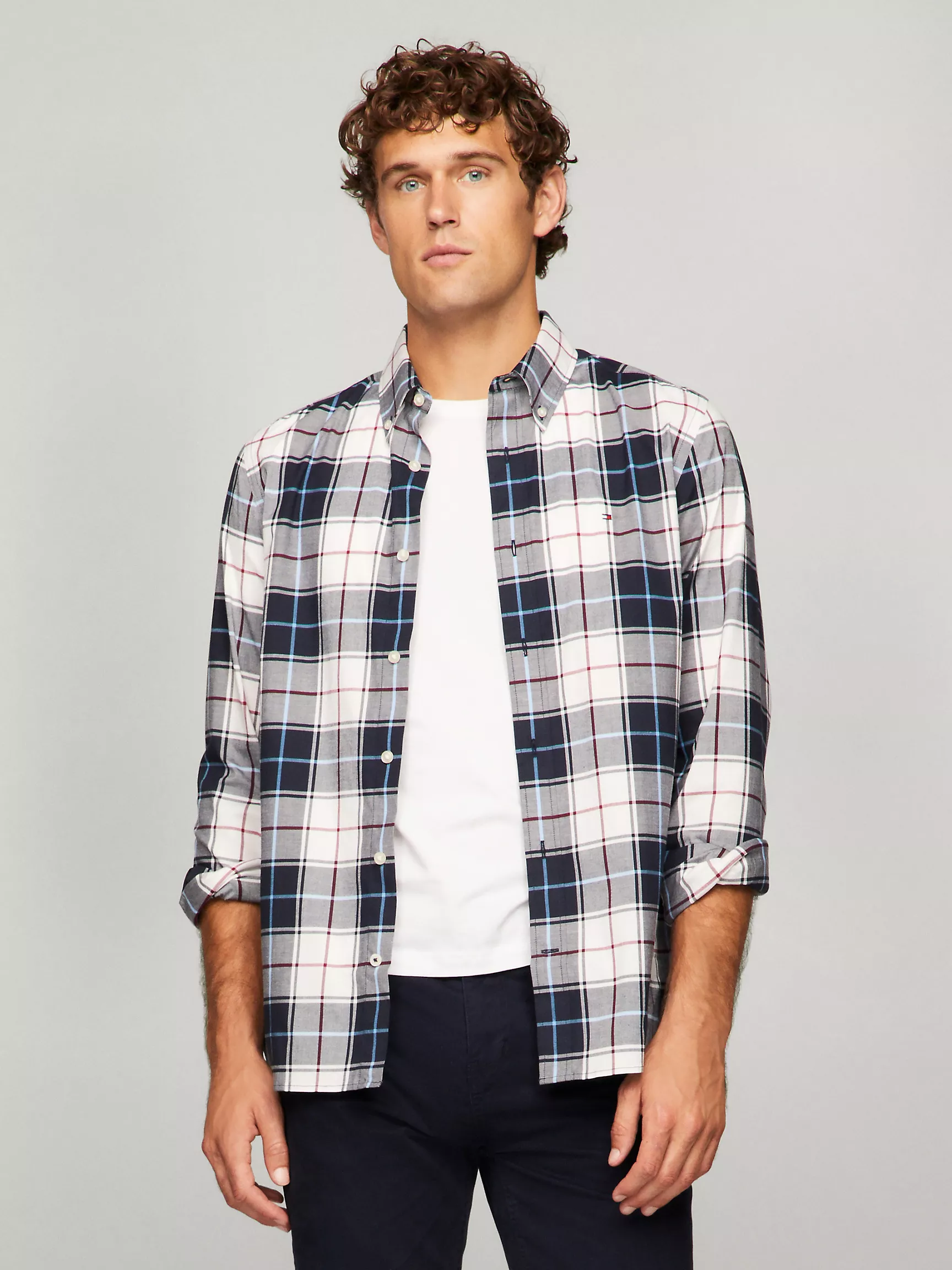 Мужская рубашка Tommy Hilfiger, Клетчатая рубашка стандартного кроя из поплина