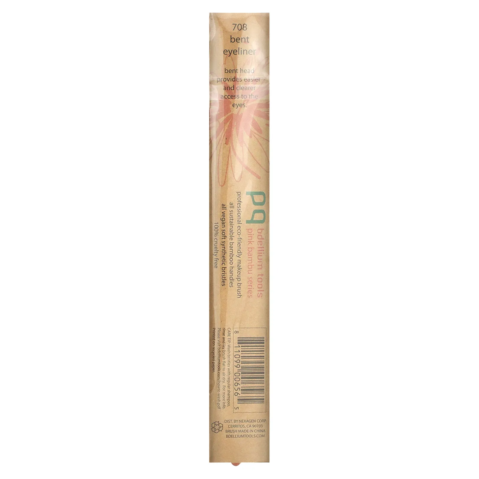 Bdellium Tools, изогнутая подводка для глаз, розовый бамбук 708, 1 кисточка