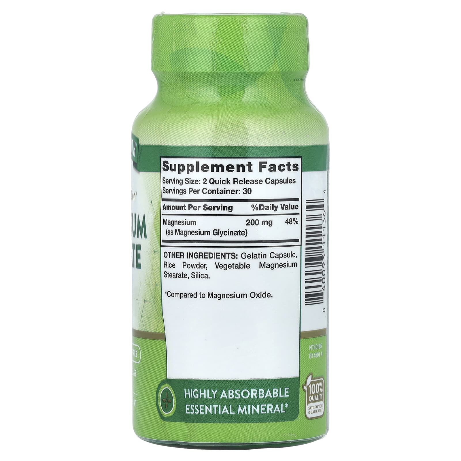 Nature's Truth, буферизованный глицинат магния, высокая усвояемость, 665 мг, 60 капсул с быстрым высвобождением