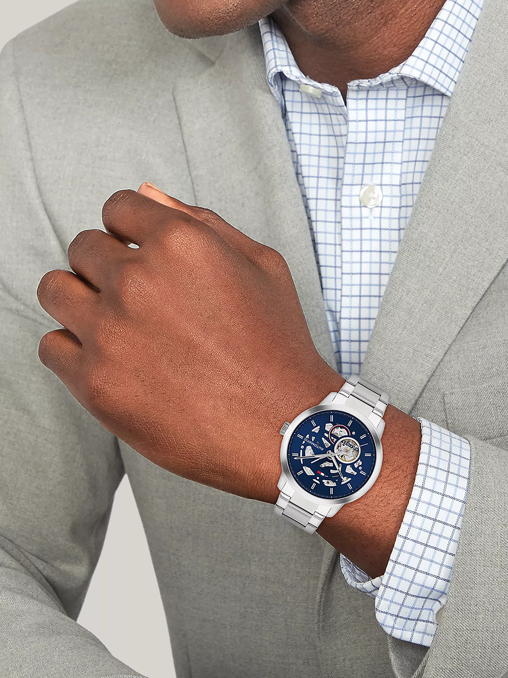 Мужские часы Tommy Hilfiger, Автоматические часы 43 мм с прозрачным циферблатом