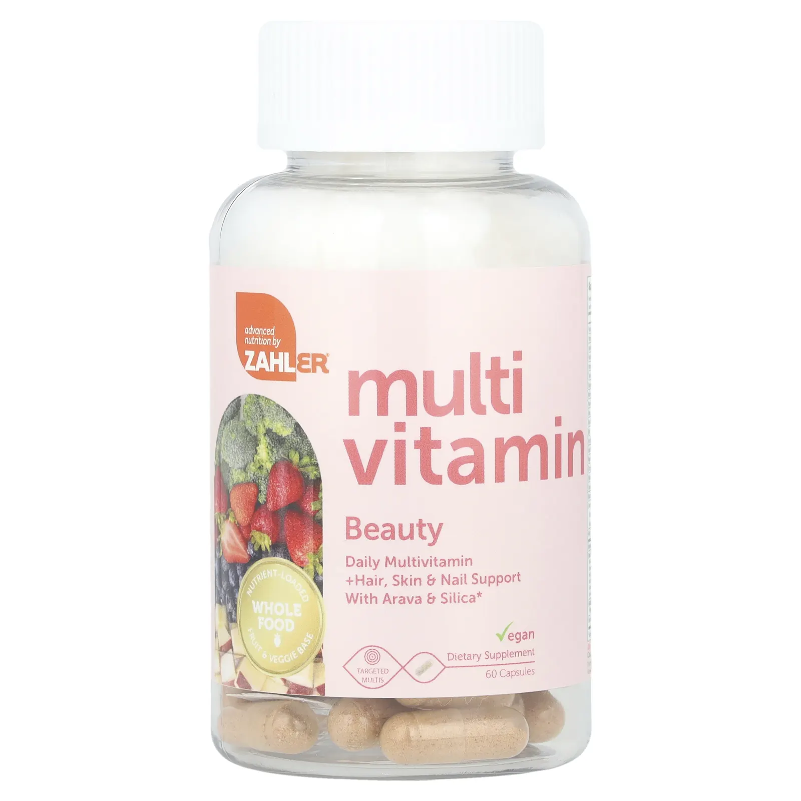 Zahler, Multivitamin Beauty, мультивитаминная добавка для здоровья волос, кожи и ногтей, с аравой и диоксидом кремния, 60 капсул