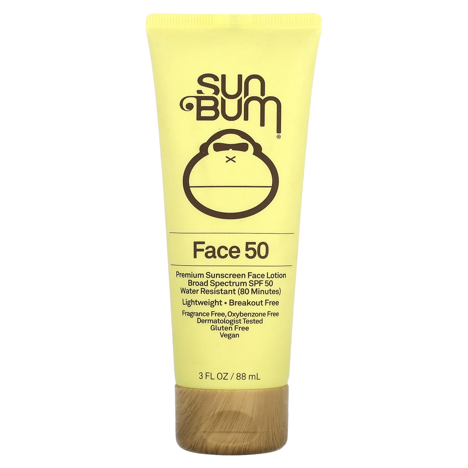 Sun Bum, Премиальный солнцезащитный лосьон для лица, SPF 50, без отдушек, 88 мл (3 жидк. Унции)