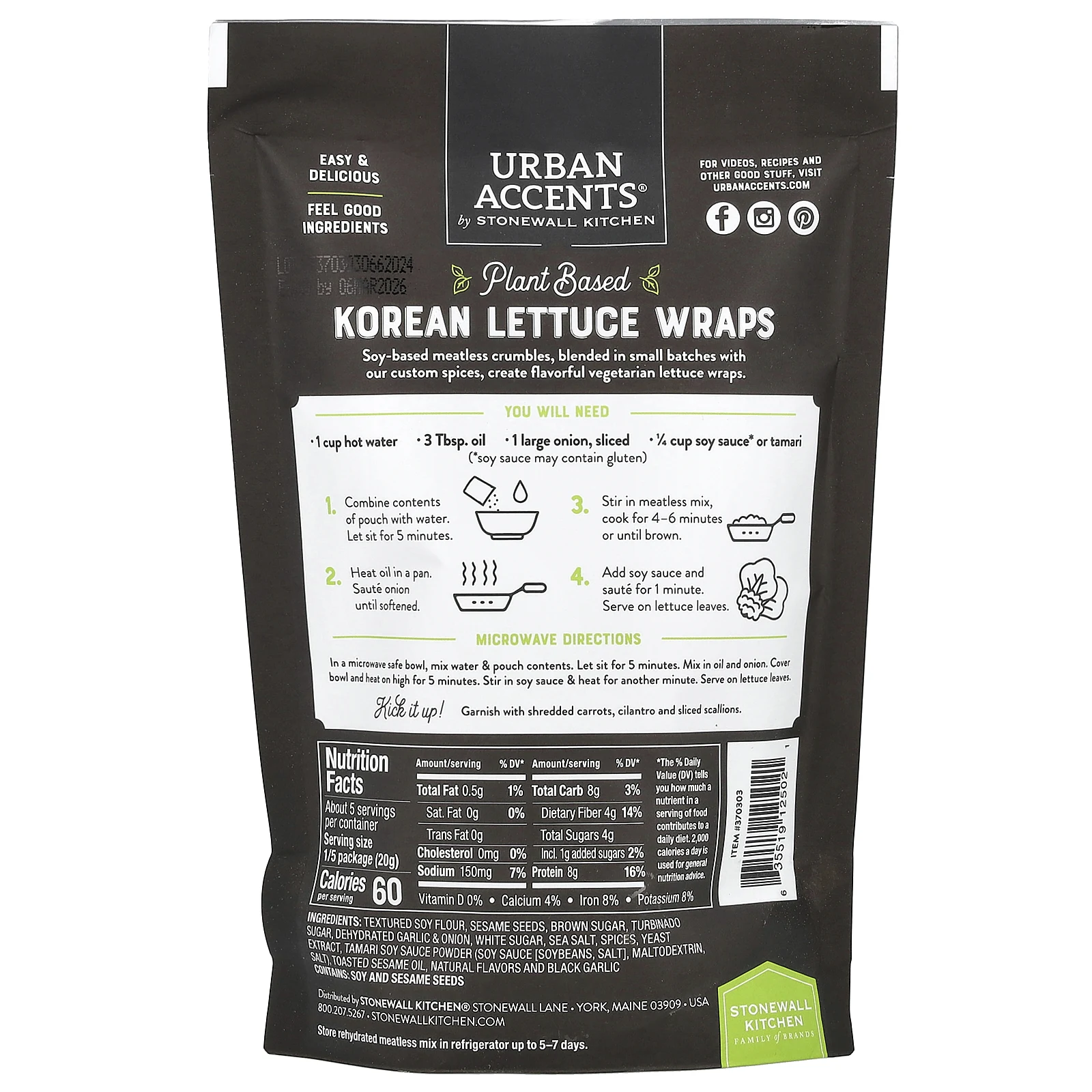 Urban Accents, Корейское барбекю на растительной основе, овощная смесь без мяса, сладкий черный чеснок, 101 г (3,6 унции)