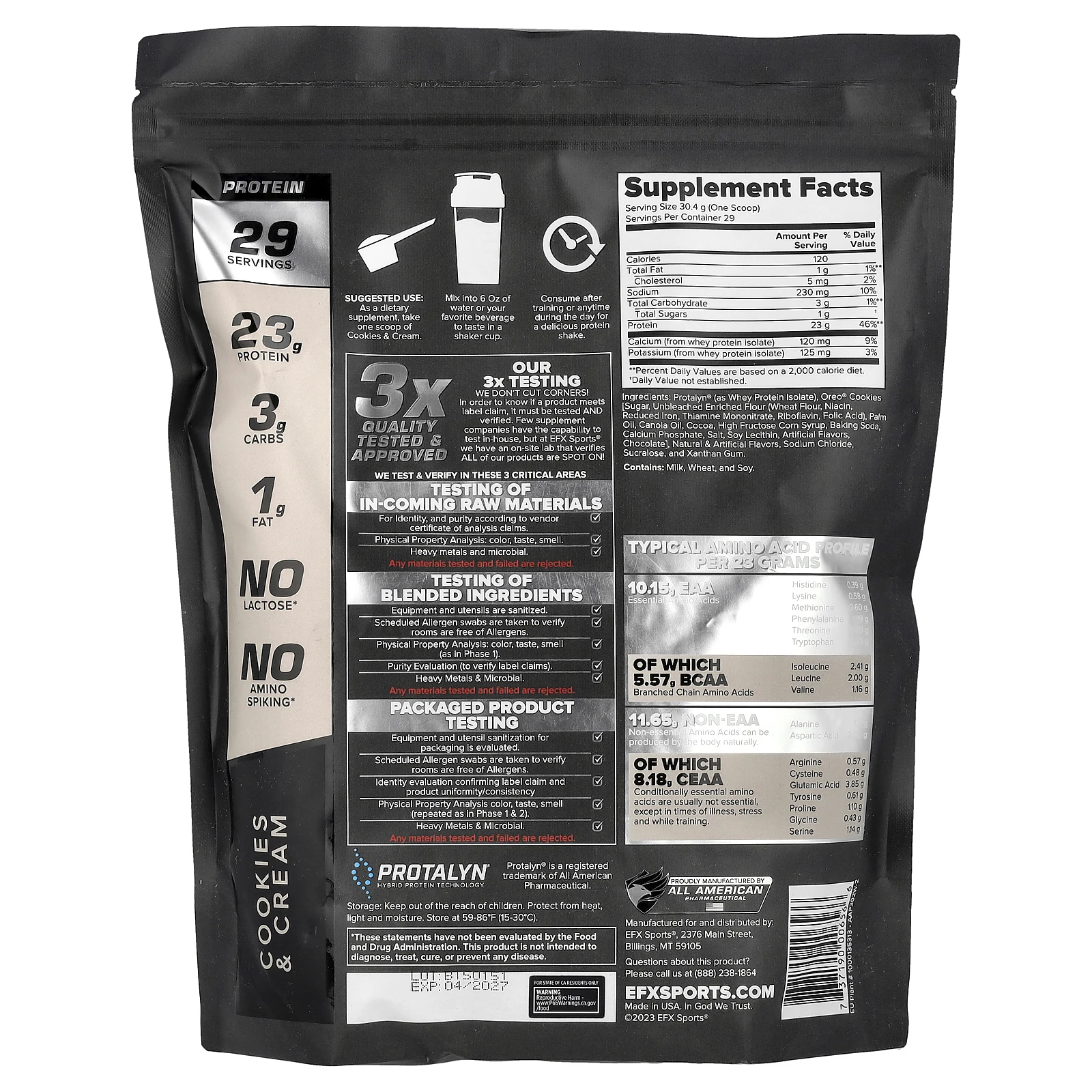 EFX Sports, Protalyn® изолят сывороточного протеина, печенье и крем, 907 г (2 фунта)