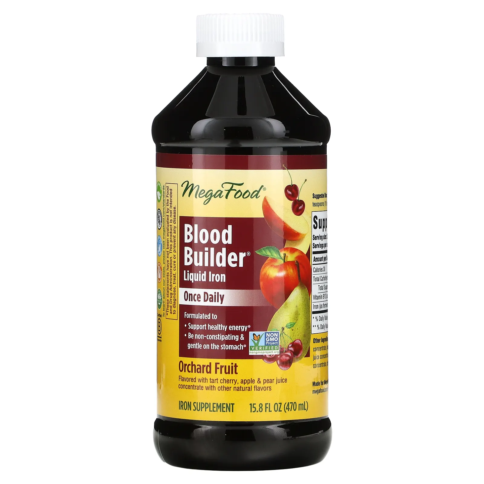 MegaFood, Blood Builder Liquid Iron, Once Daily, Orchard Fruit, 470 мл (15,8 жидк. Унции)